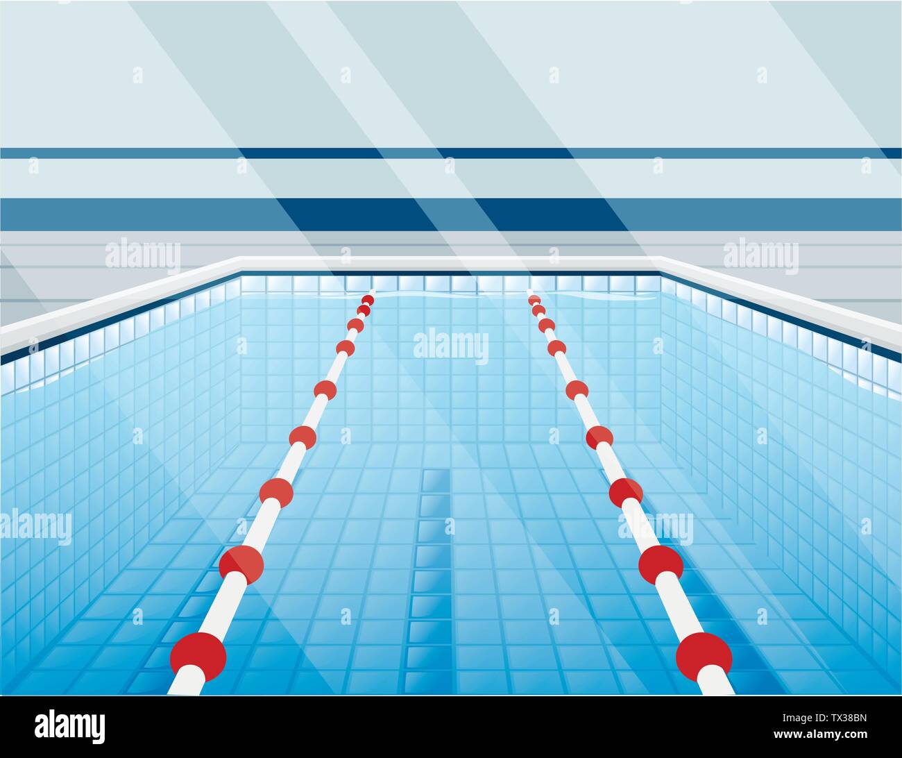 Professional piscina con percorsi per il bagno di immersione e acqua piatta illustrazione vettoriale Illustrazione Vettoriale