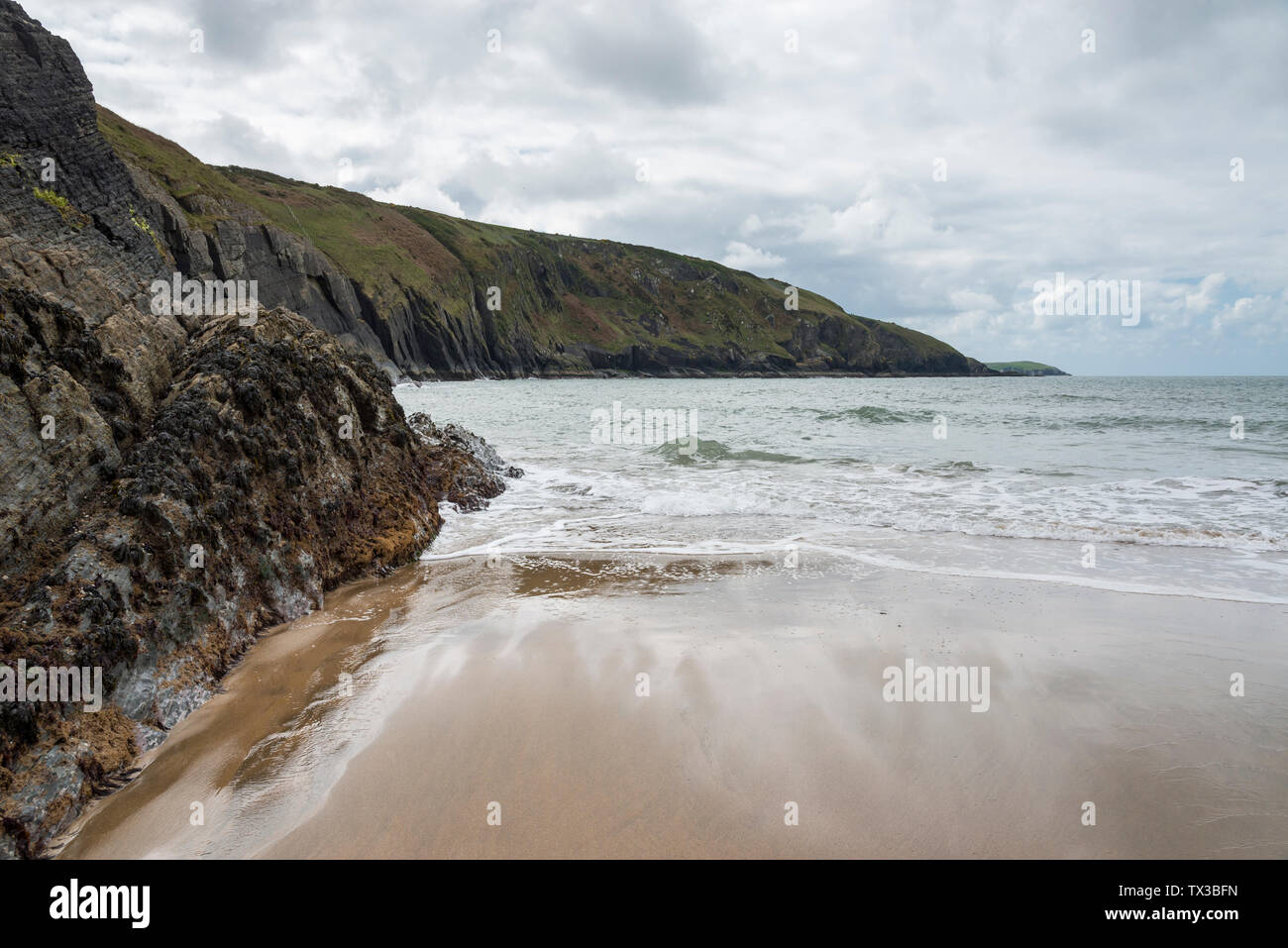 La spiaggia di Mwnt vicino Cardigan in Ceredigion, West Wales. Foto Stock