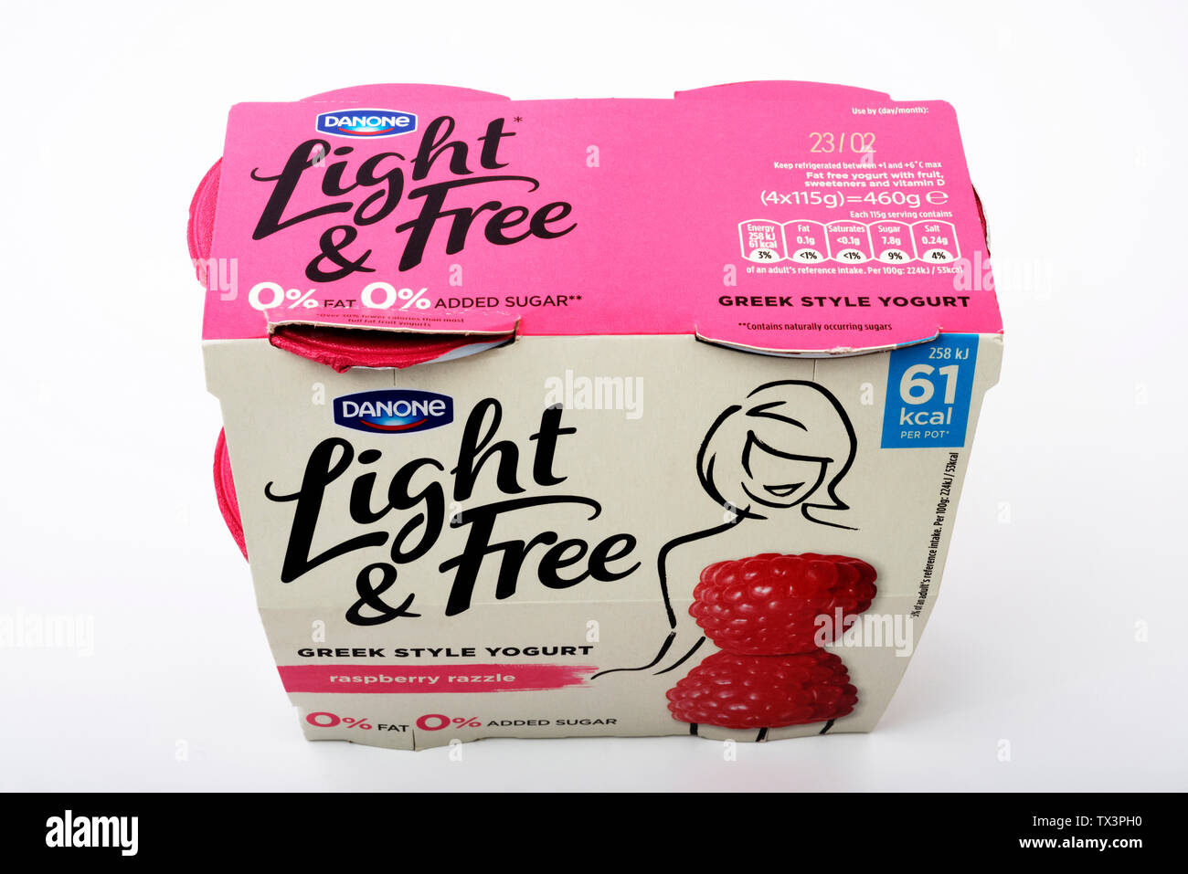 Luce di Danone e libera in stile greco yogurt Foto Stock