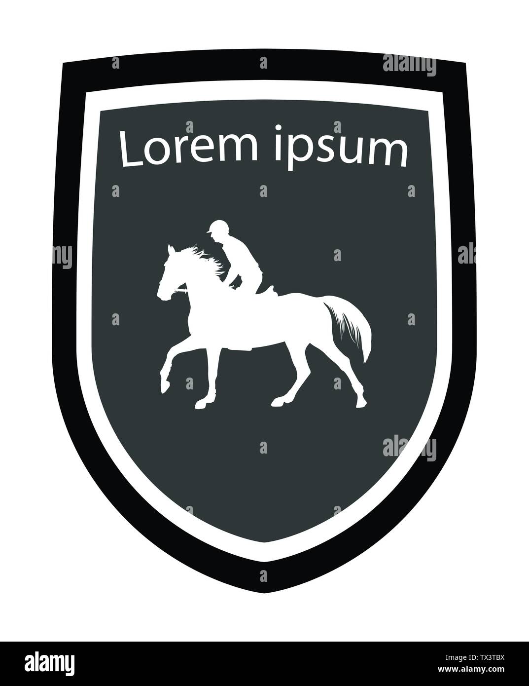 Emblema equestre con uomo a cavallo silhouette - vettore Illustrazione Vettoriale