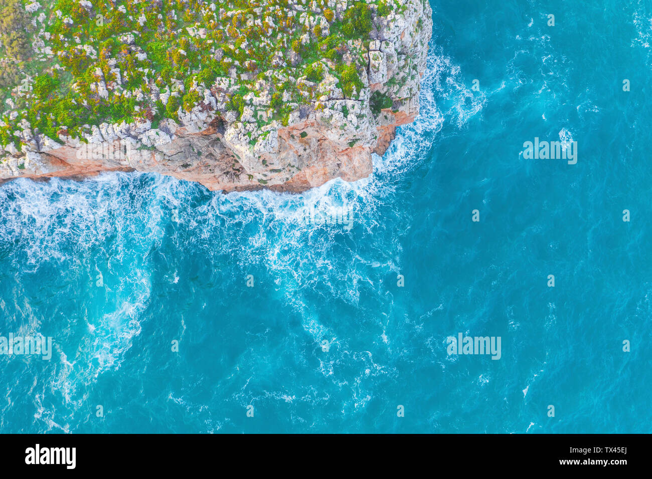 Il Portogallo, Algarve, Sagres, veduta aerea della costa e mare Foto Stock
