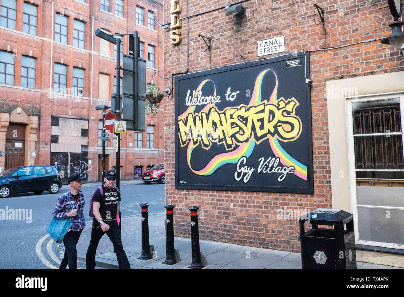 Manchester's,Gay Village,Manchester Gay Village,Canal Street, Manchester,nord, nord, nord-ovest,città,l'Inghilterra,inglese,GB,UK,Gran Bretagna,British,l'Europa, Foto Stock
