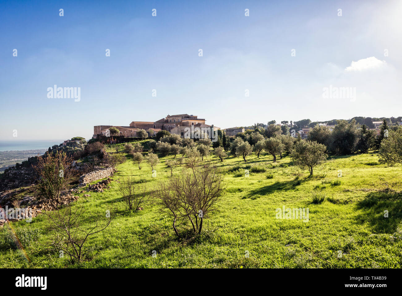 L'Italia, sicilia, Siracusa Provincia, hotel Eremo Madonna delle Grazie sulla cima di una montagna, ex monastero Foto Stock