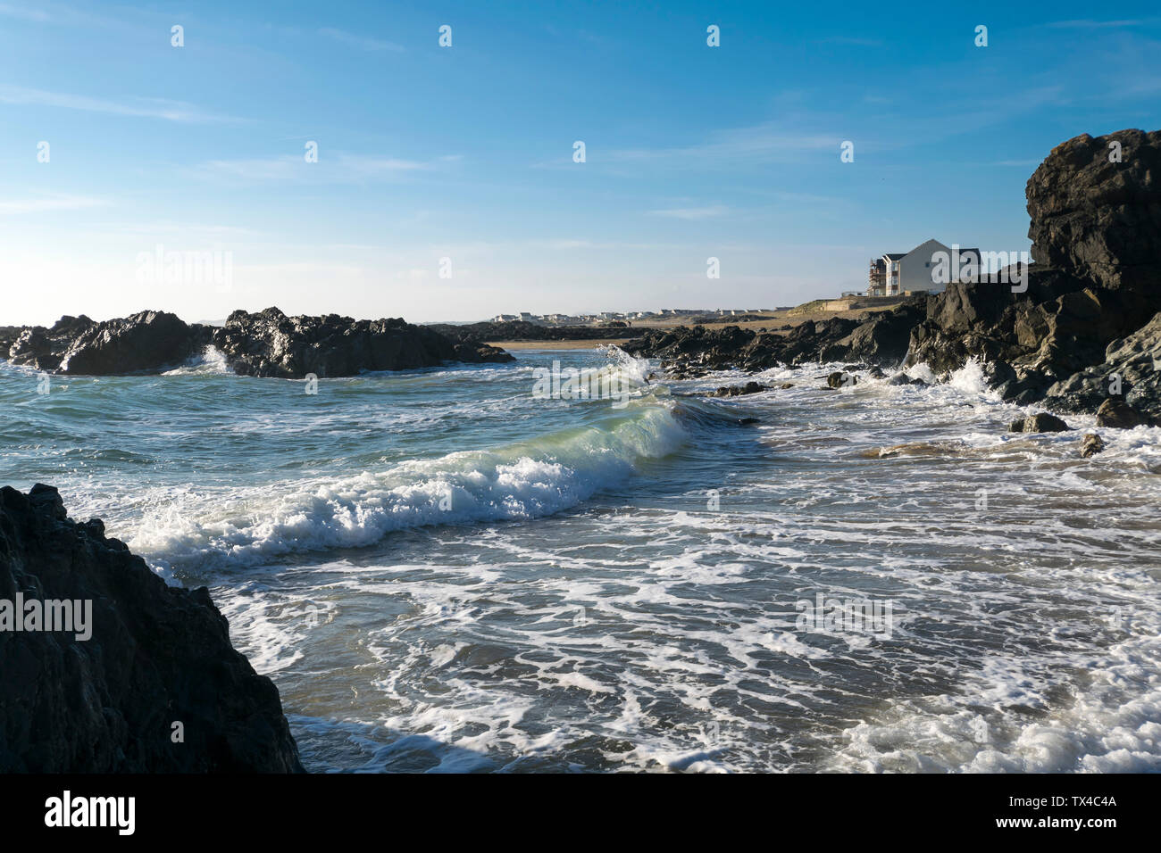 Traeth Llydan nei pressi di Rhosneigr su Anglesey North Wales UK Foto Stock