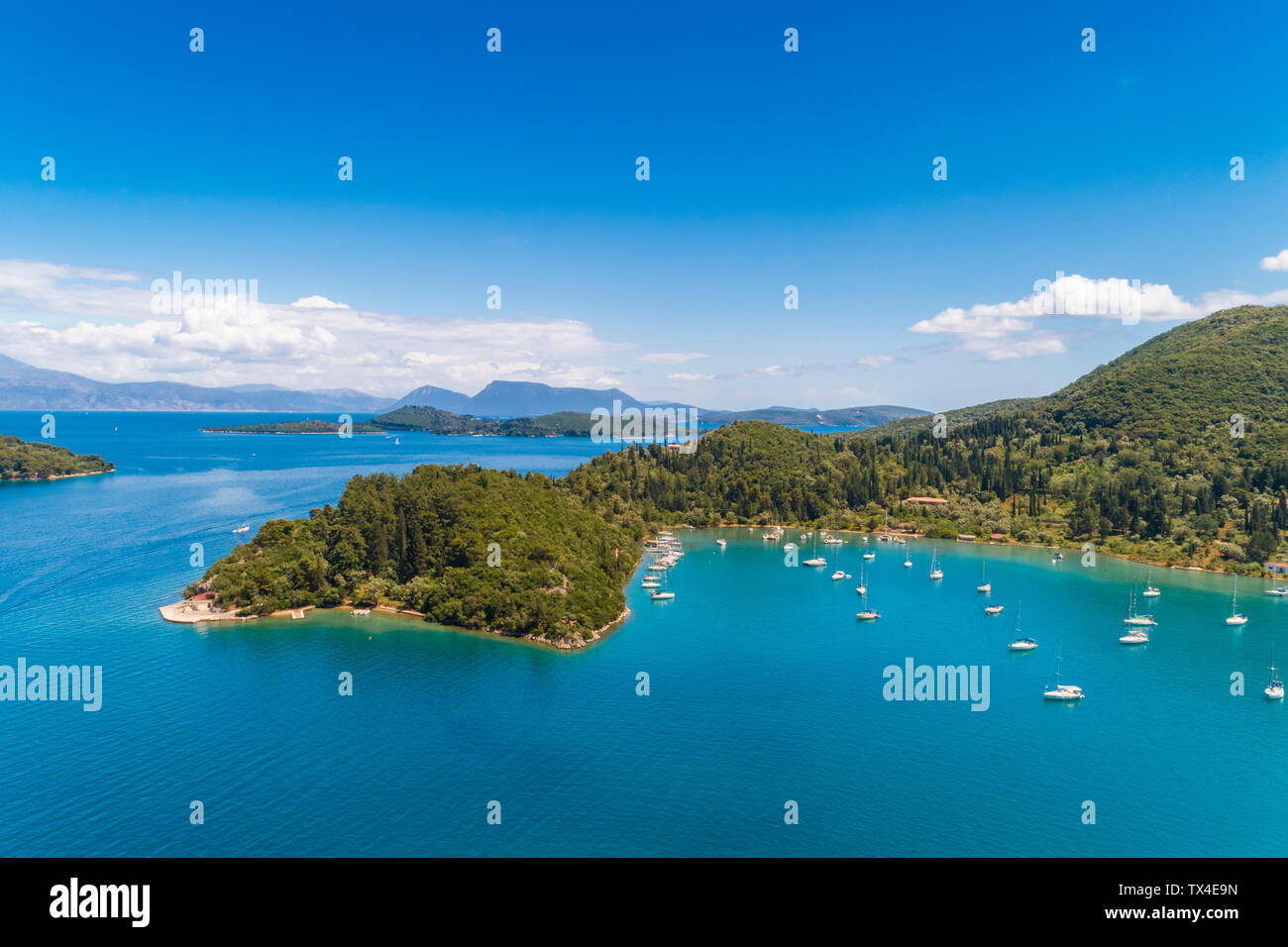 Grecia LEFKADA, veduta aerea della baia di Kallithea Foto Stock