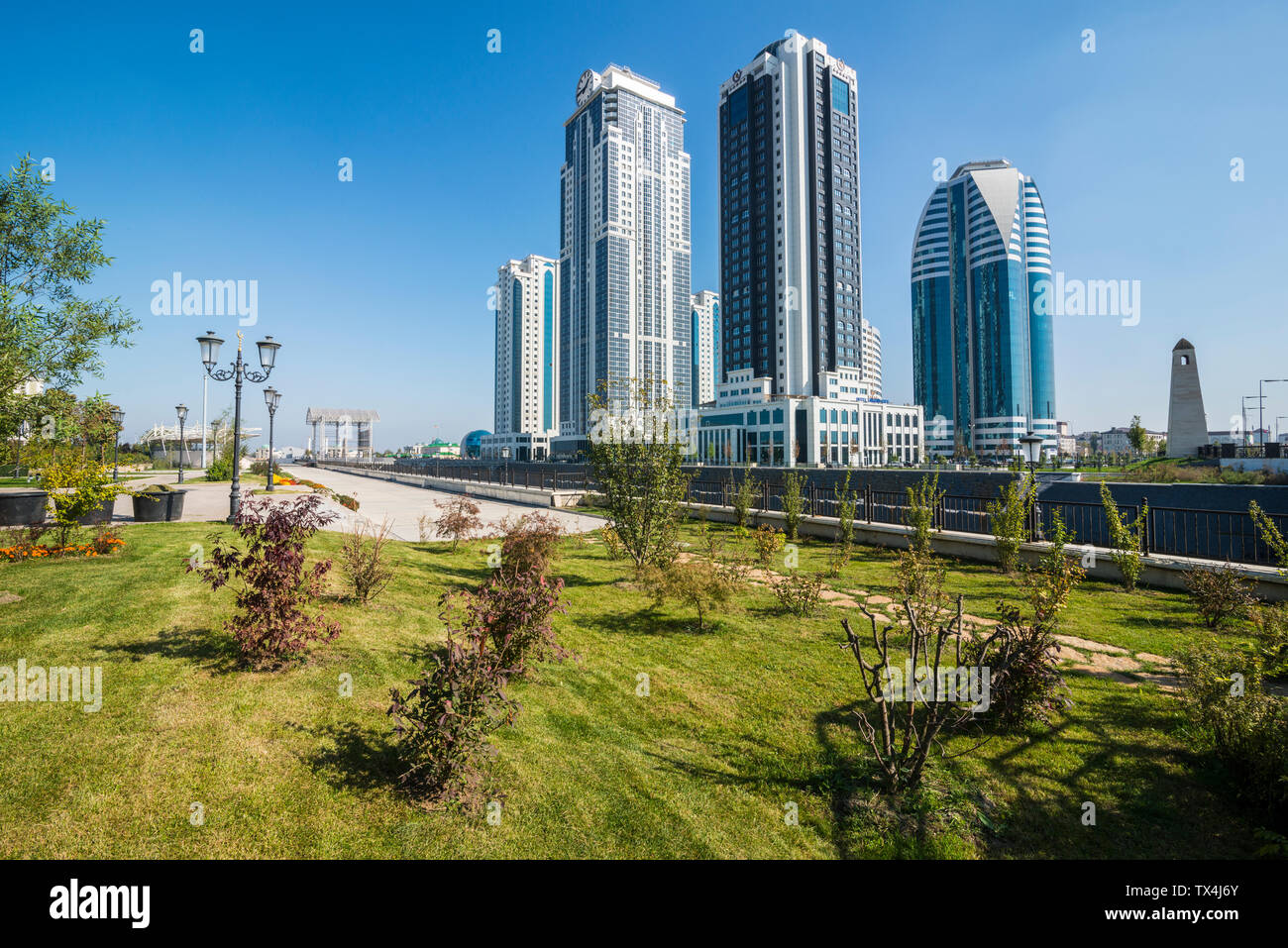 Grattacieli moderni a Grozny, Cecenia Foto Stock