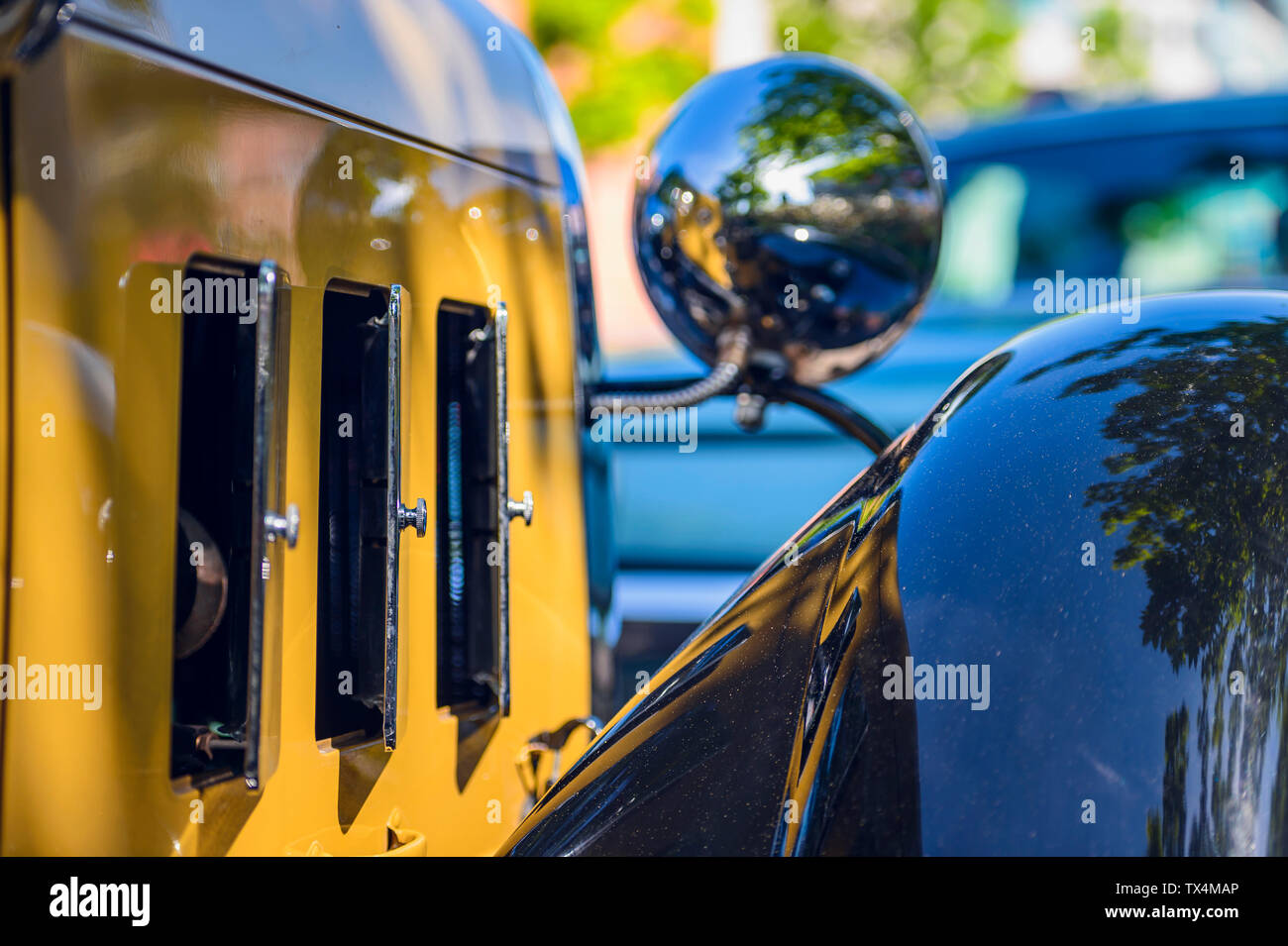 Old timer, smorzatori di ventilazione, auto cofano Foto Stock