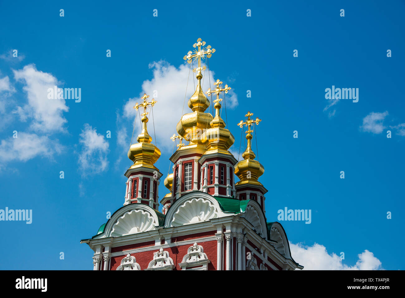 La Russia, Mosca, cupole dorate nel Convento Novodevichy Foto Stock