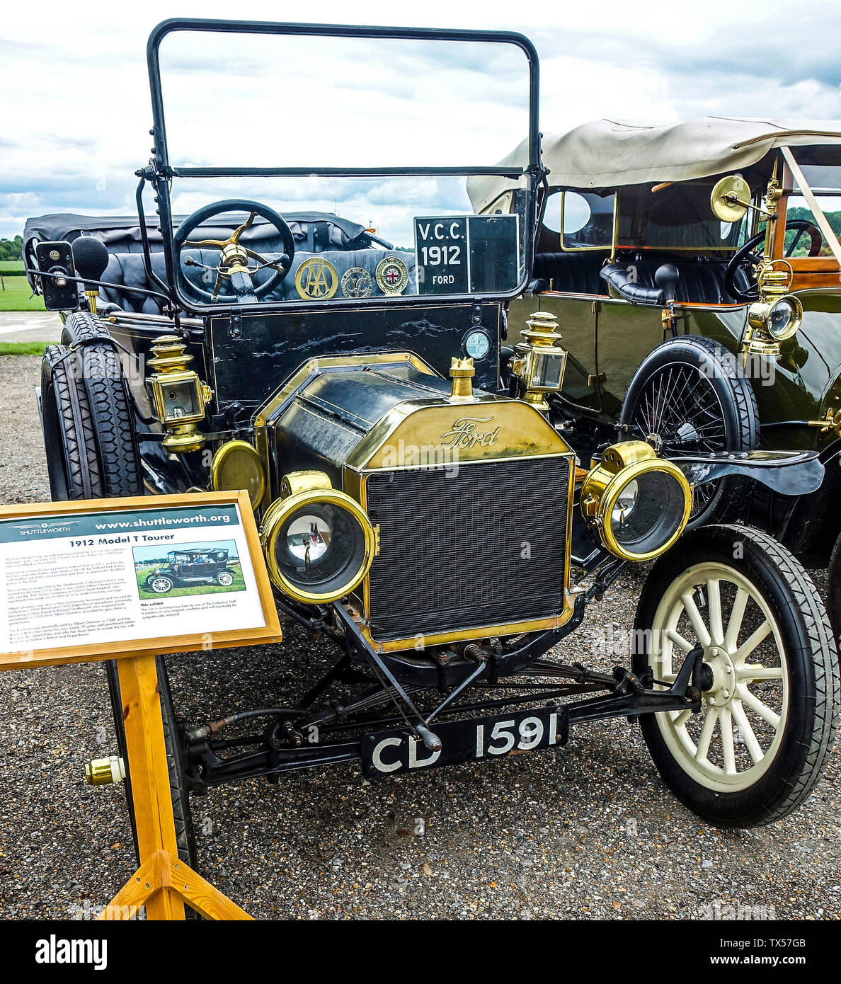 1912 Ford Modello T Tourer vintage automobile sul display alla Shuttleworth fiducia, Old Warden, Bedfordshire Foto Stock