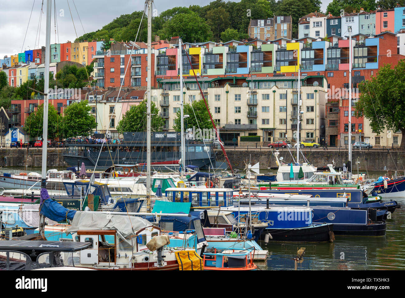 Porto e Clifton case colorate in Bristol, Regno Unito Foto Stock