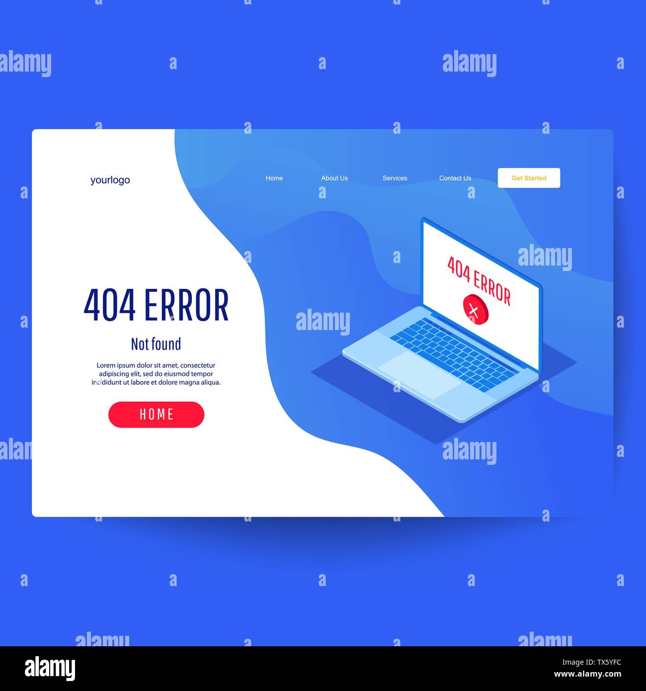 Errore 404, pagina non trovata concetto illustrazione, intestazione della pagina web Illustrazione Vettoriale