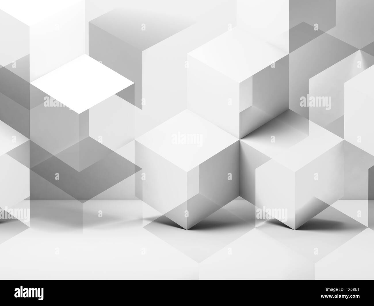 Abstract grafica digitale, sfondo bianco modello di cubetti. 3D rendering immagine Foto Stock