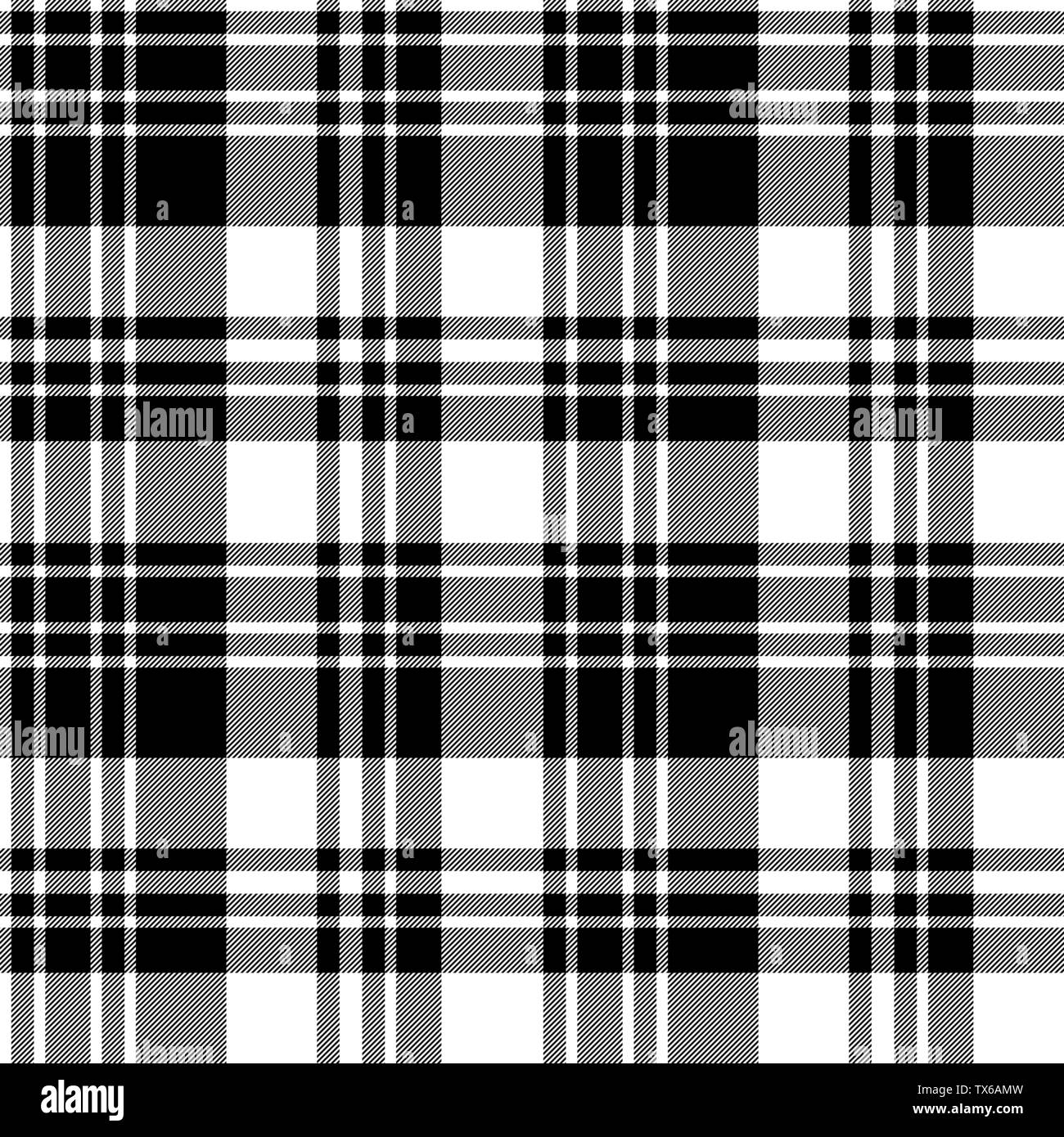 In bianco e nero in tessuto controllo texture seamless pattern. Illustrazione Vettoriale. Illustrazione Vettoriale