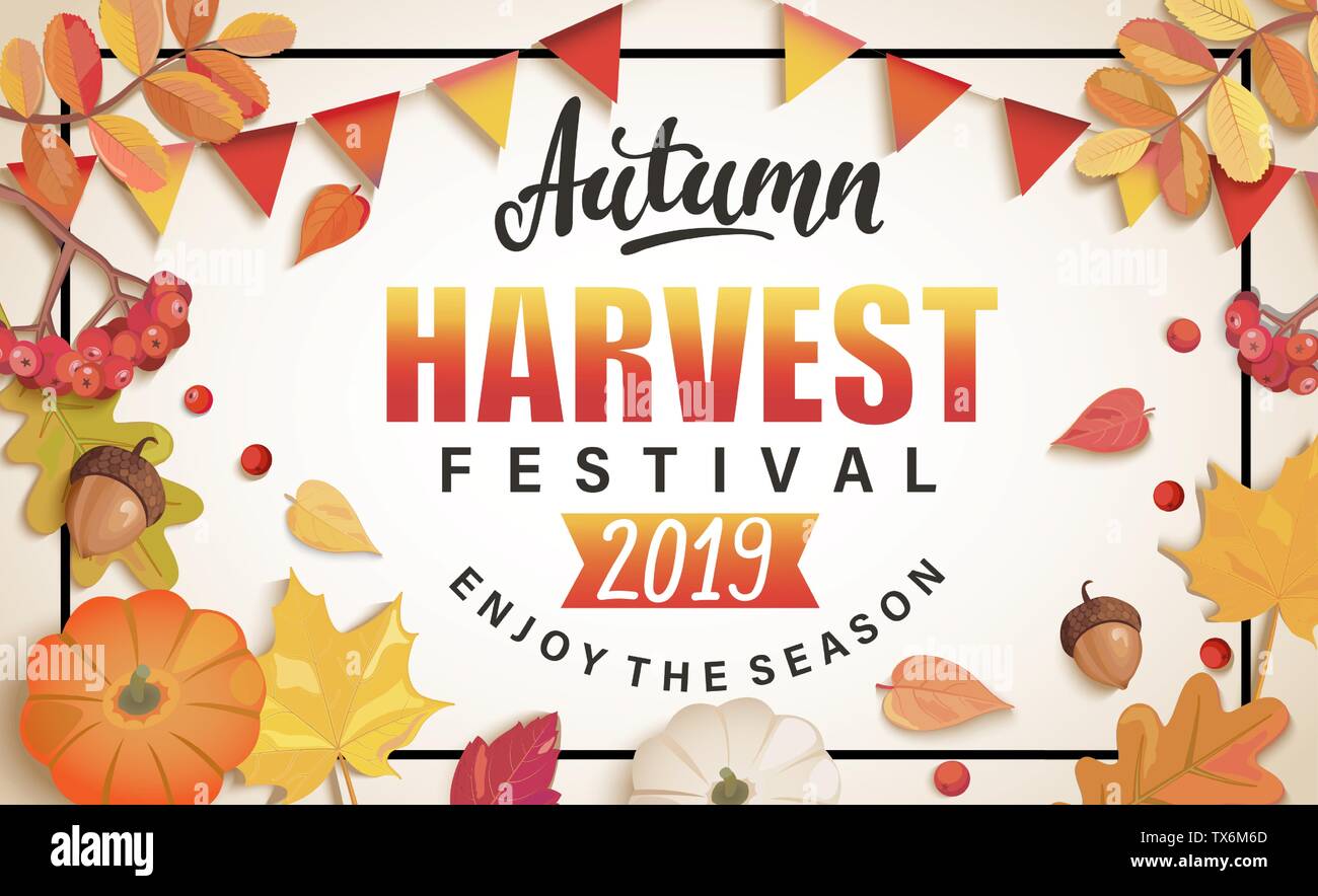 Autumn Harvest Festival banner. Illustrazione Vettoriale