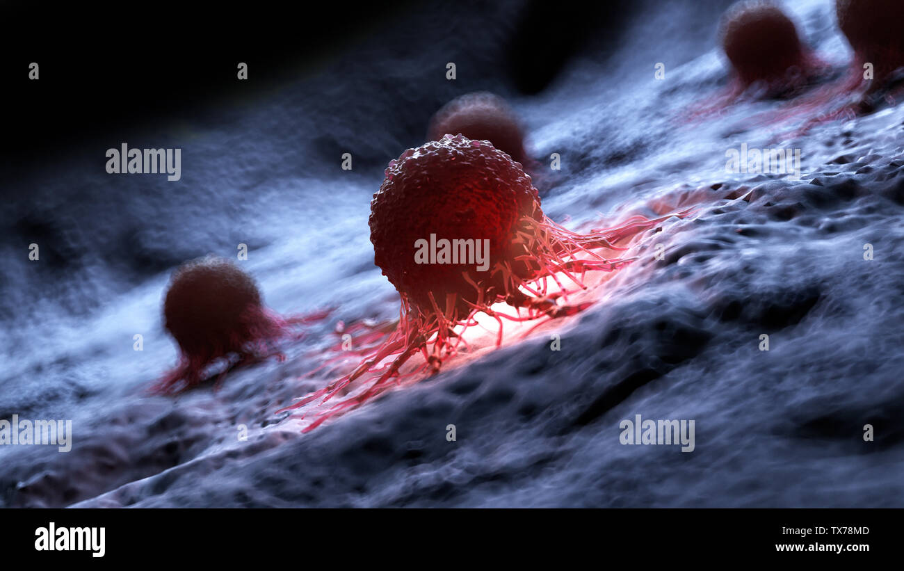 3d reso illustrazione di un essere umano la cellula di cancro Foto Stock