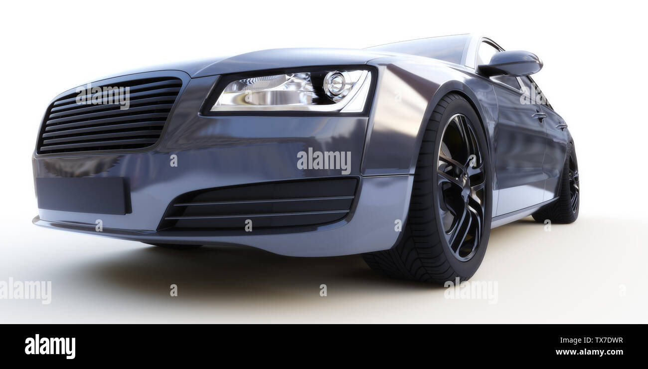 3d reso illustrazione di un auto nera Foto Stock