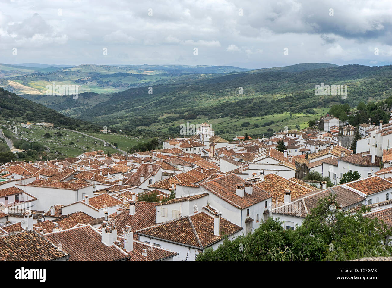 Bianche città della provincia di Cadice, Grazalema, Andalusia Foto Stock