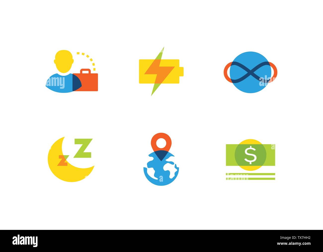 Affari e finanza - design piatto icone di stile impostato Illustrazione Vettoriale