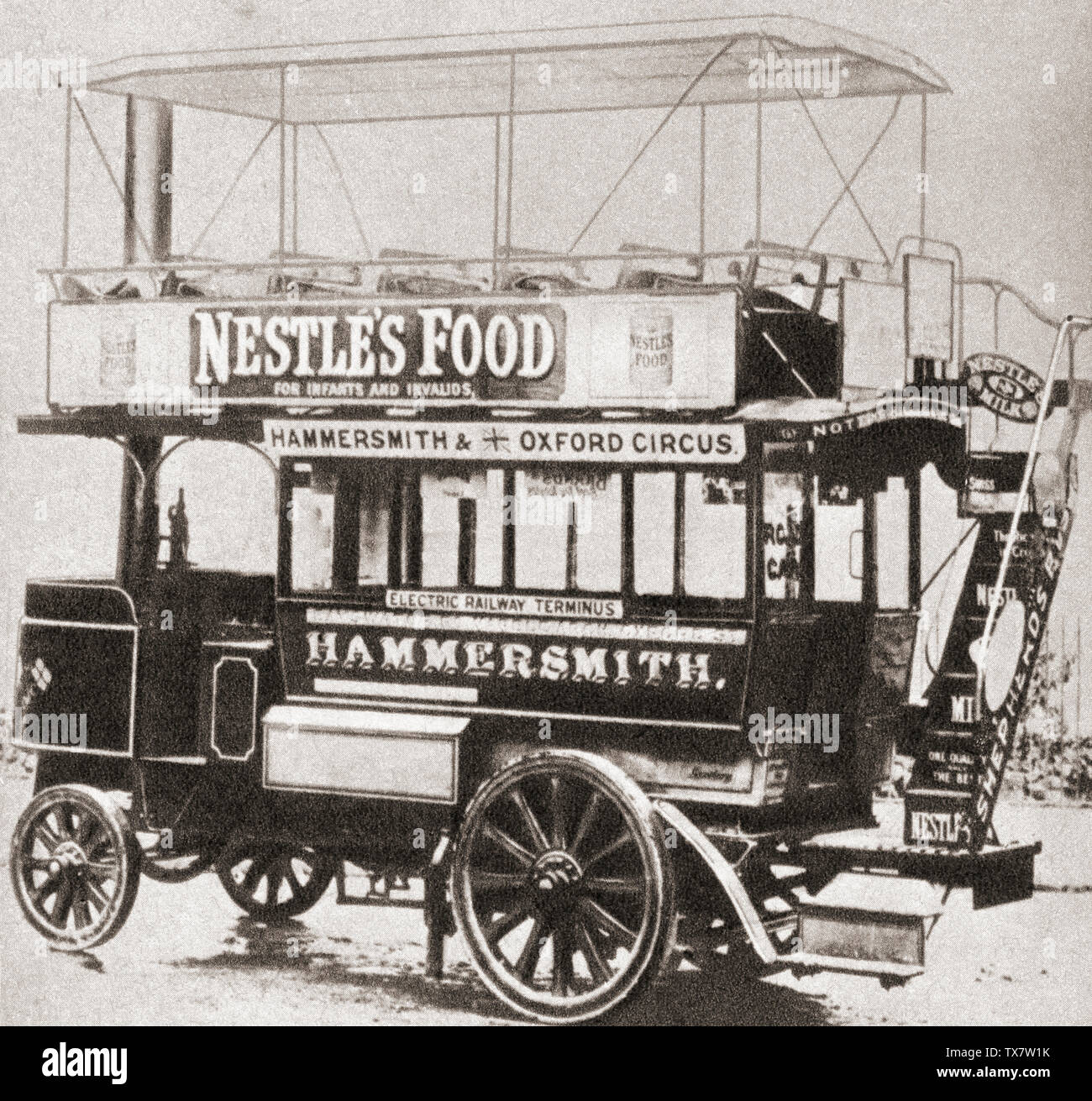 Una Thornycroft alimentate a vapore bus del 1902. Dalla rievocazione del secolo, pubblicato nel 1934. Foto Stock