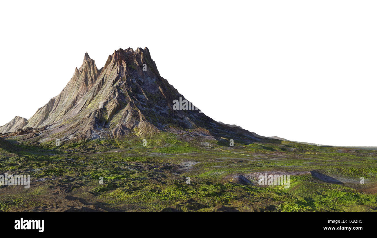 Bella montagna isolati su sfondo bianco Foto Stock