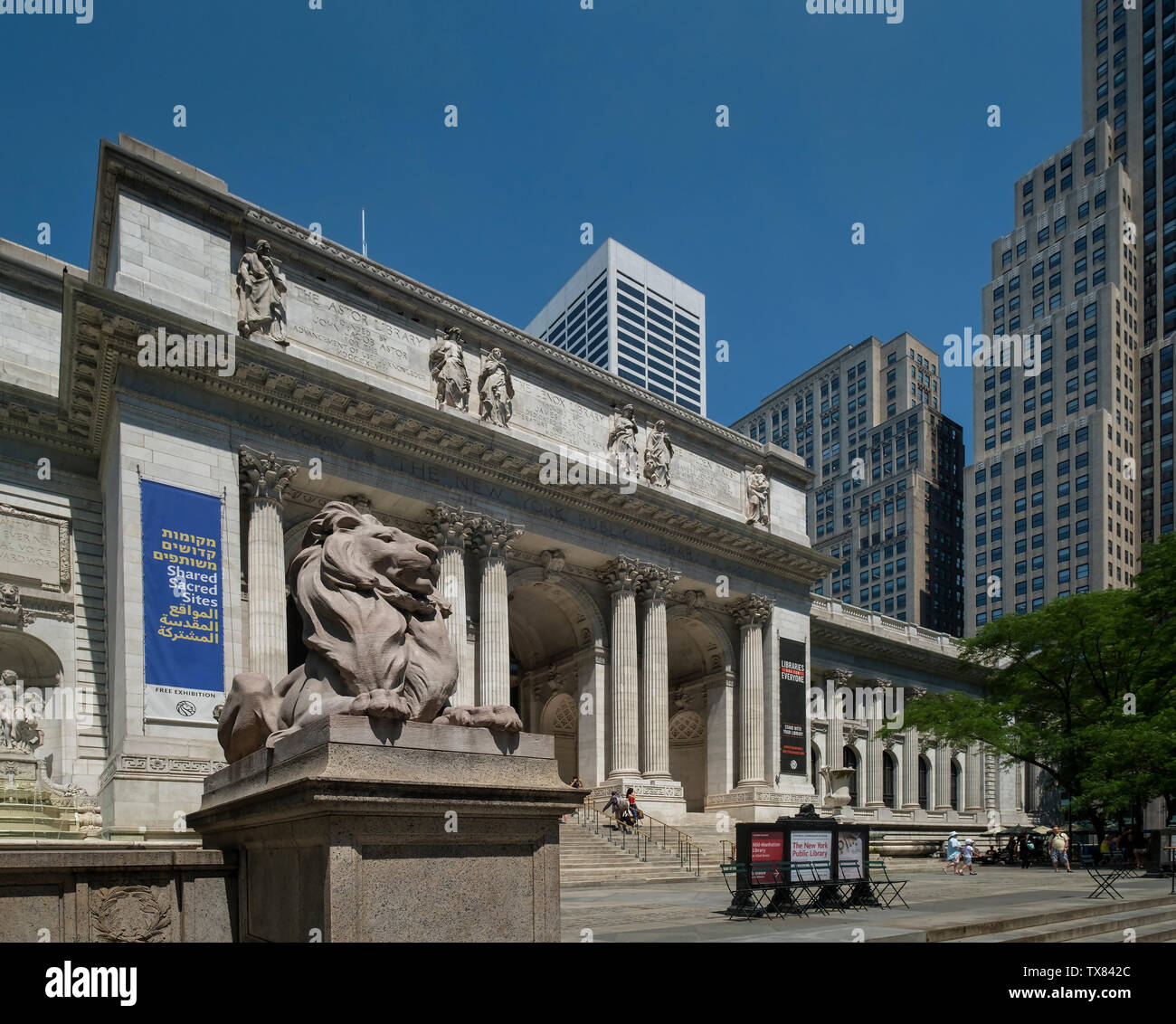 La Biblioteca Pubblica di New York, Manhattan, New York, Stati Uniti d'America Foto Stock