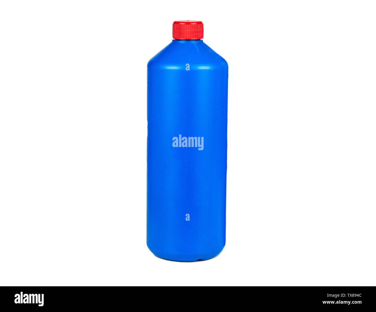 Blu bottiglia in plastica isolato su sfondo bianco Foto Stock