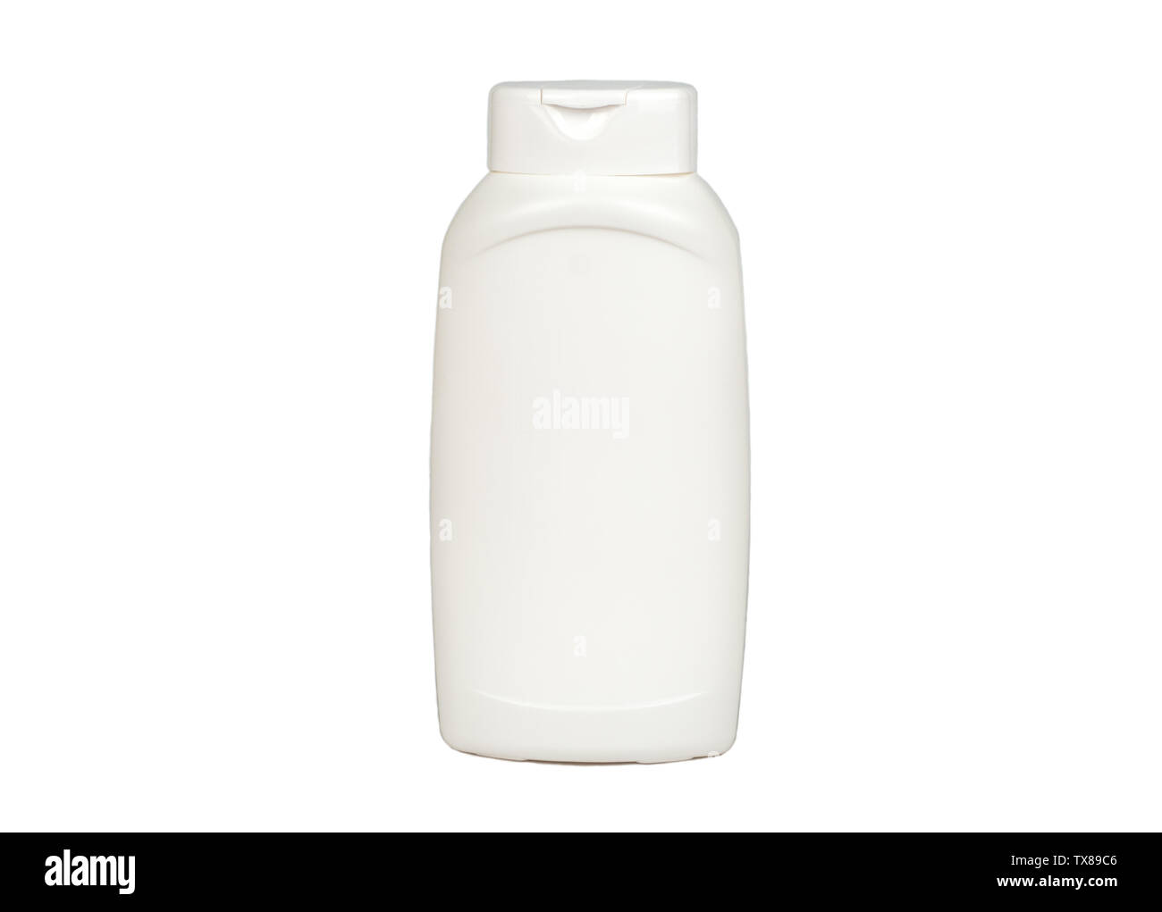 Plastica bottiglia di shampoo isolati su sfondo bianco Foto Stock