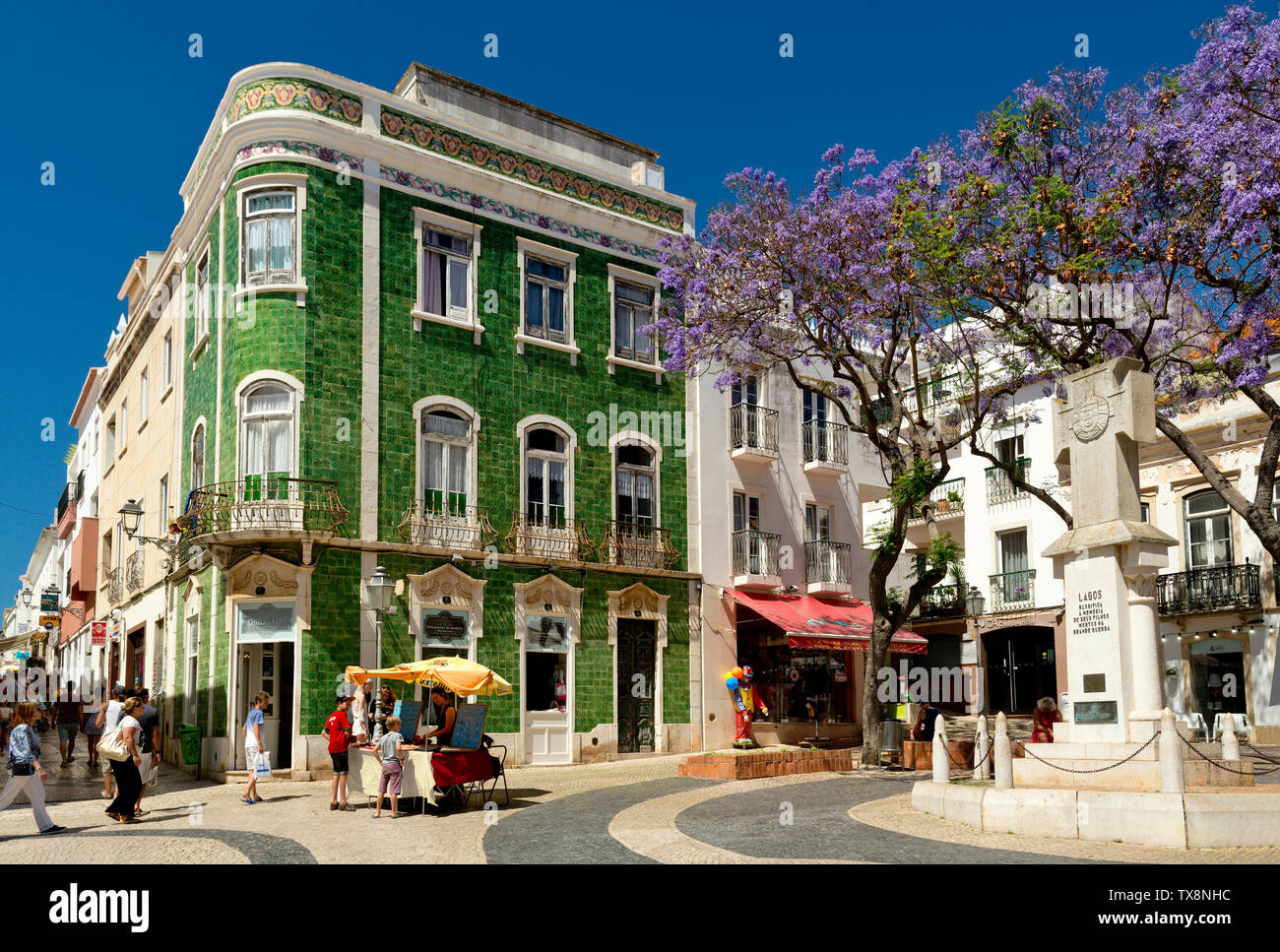 Praca de Luis de Camoes square, Lagos, Algarve Foto Stock