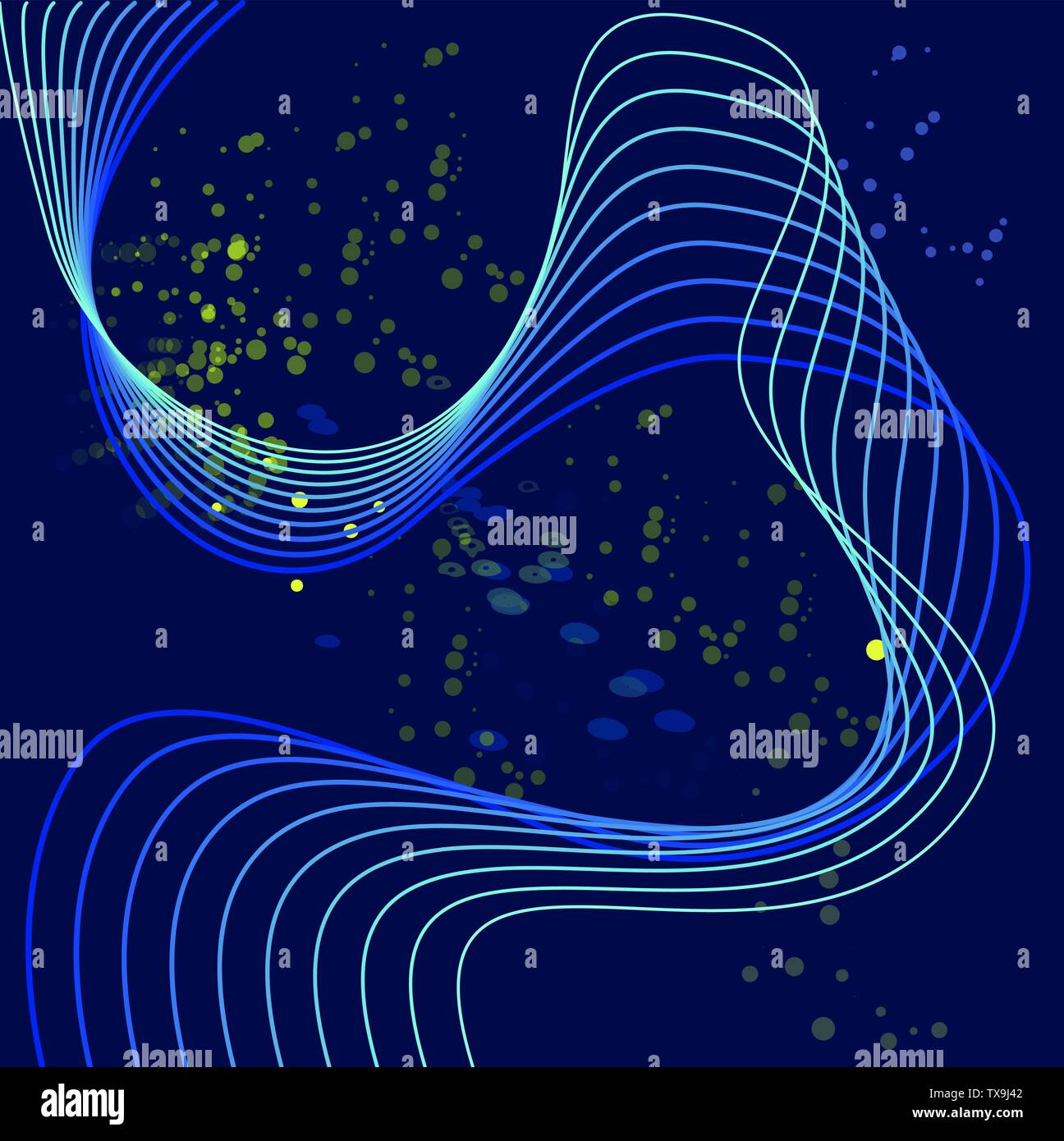 Abstract sfondo digitale con un flusso di particelle. Cyber o tecnologia sfondo.illustrazione vettoriale. blu scuro Illustrazione Vettoriale