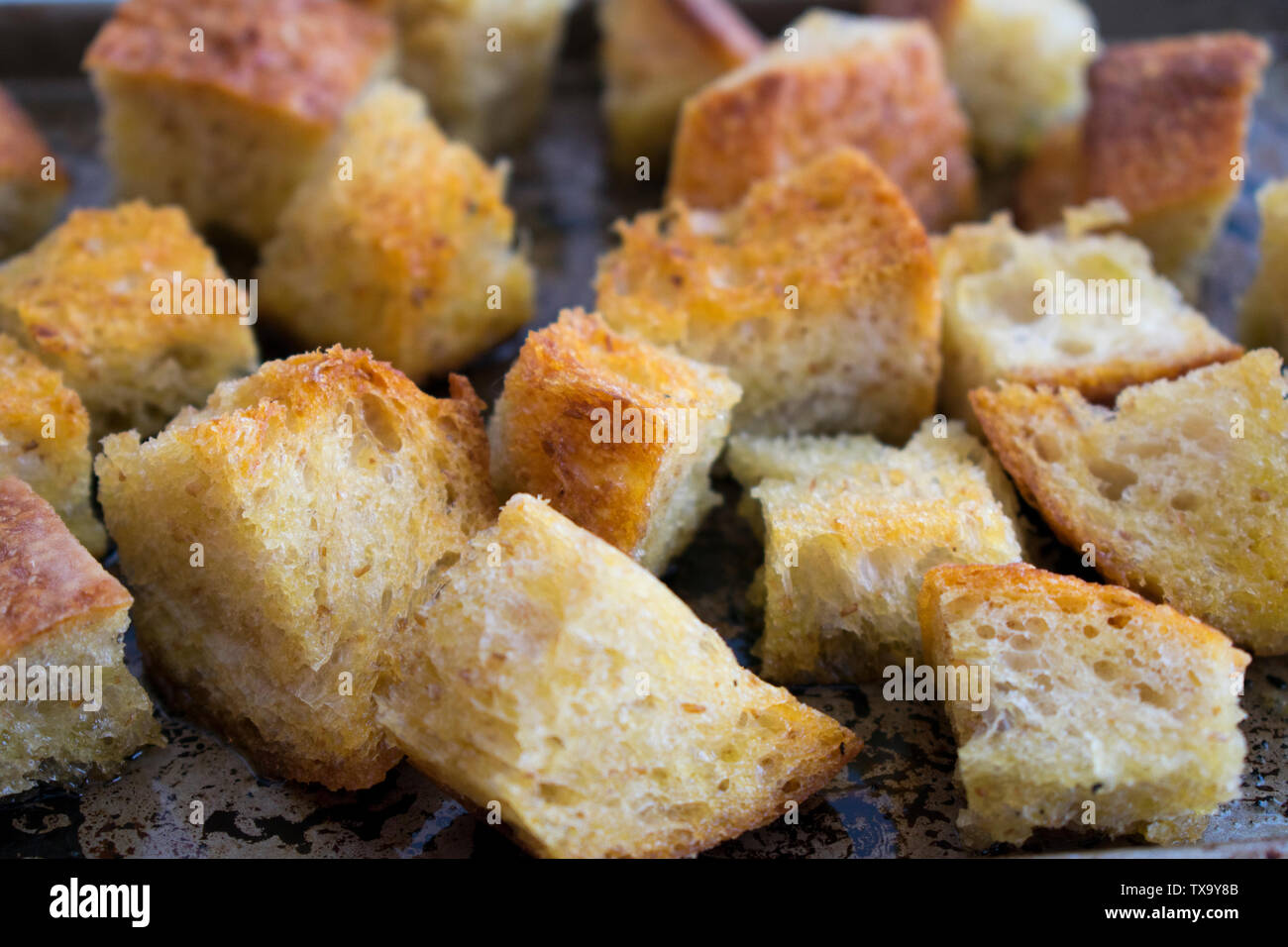 Crostini di tostatura Foto Stock