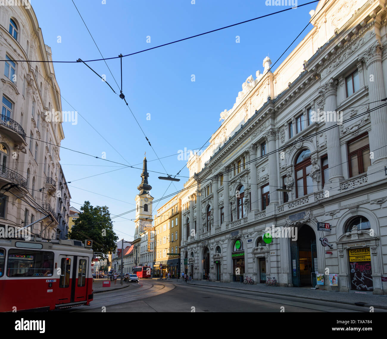 Wien, Vienna: street Taborstraße, Börse für landwirtschaftliche Produkte in Wien (Stock Exchange per i prodotti agricoli in Vienna), breve Produkten Foto Stock