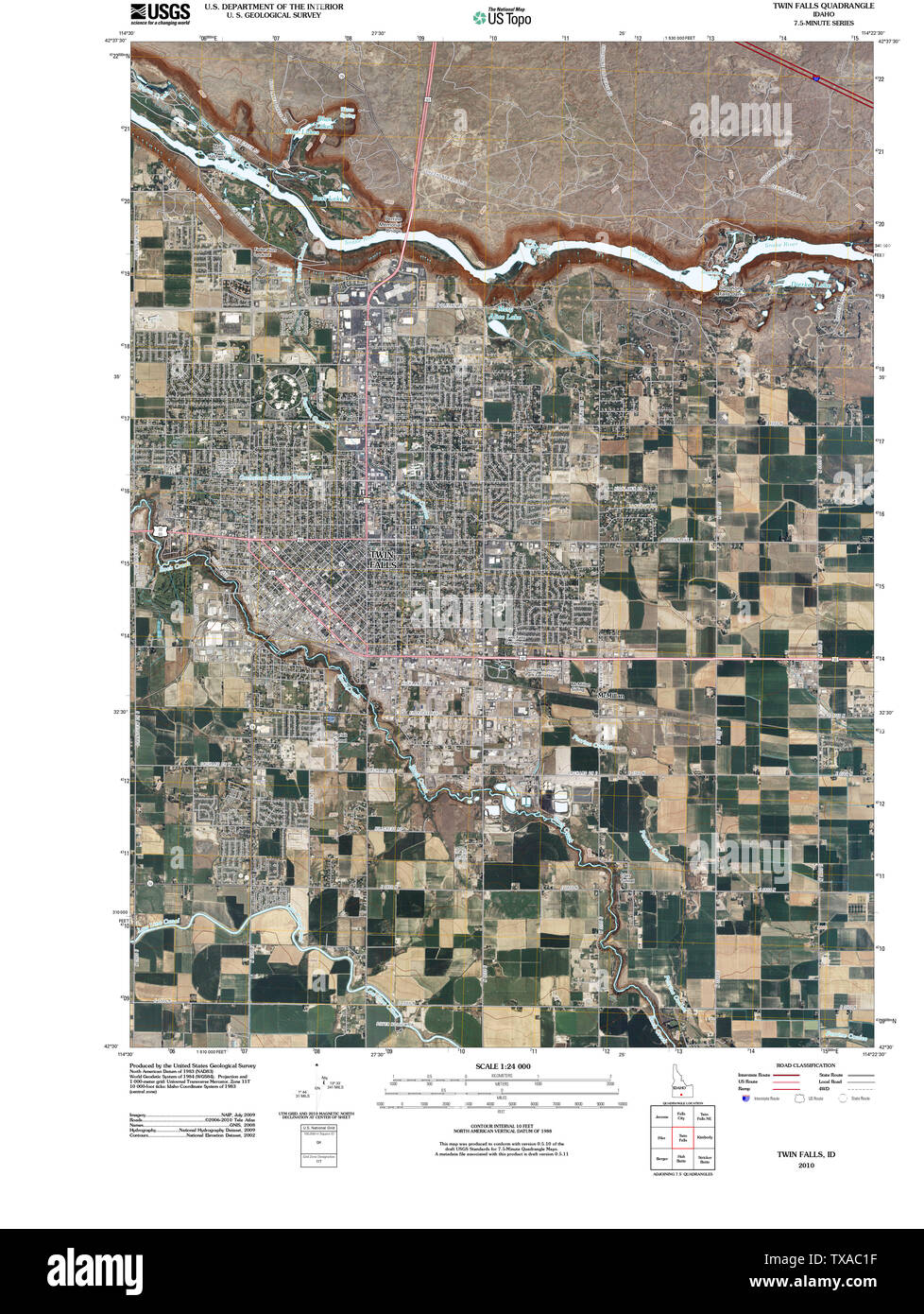 USGS TOPO Map ID Idaho Twin Falls 20101115 TM il restauro Foto Stock