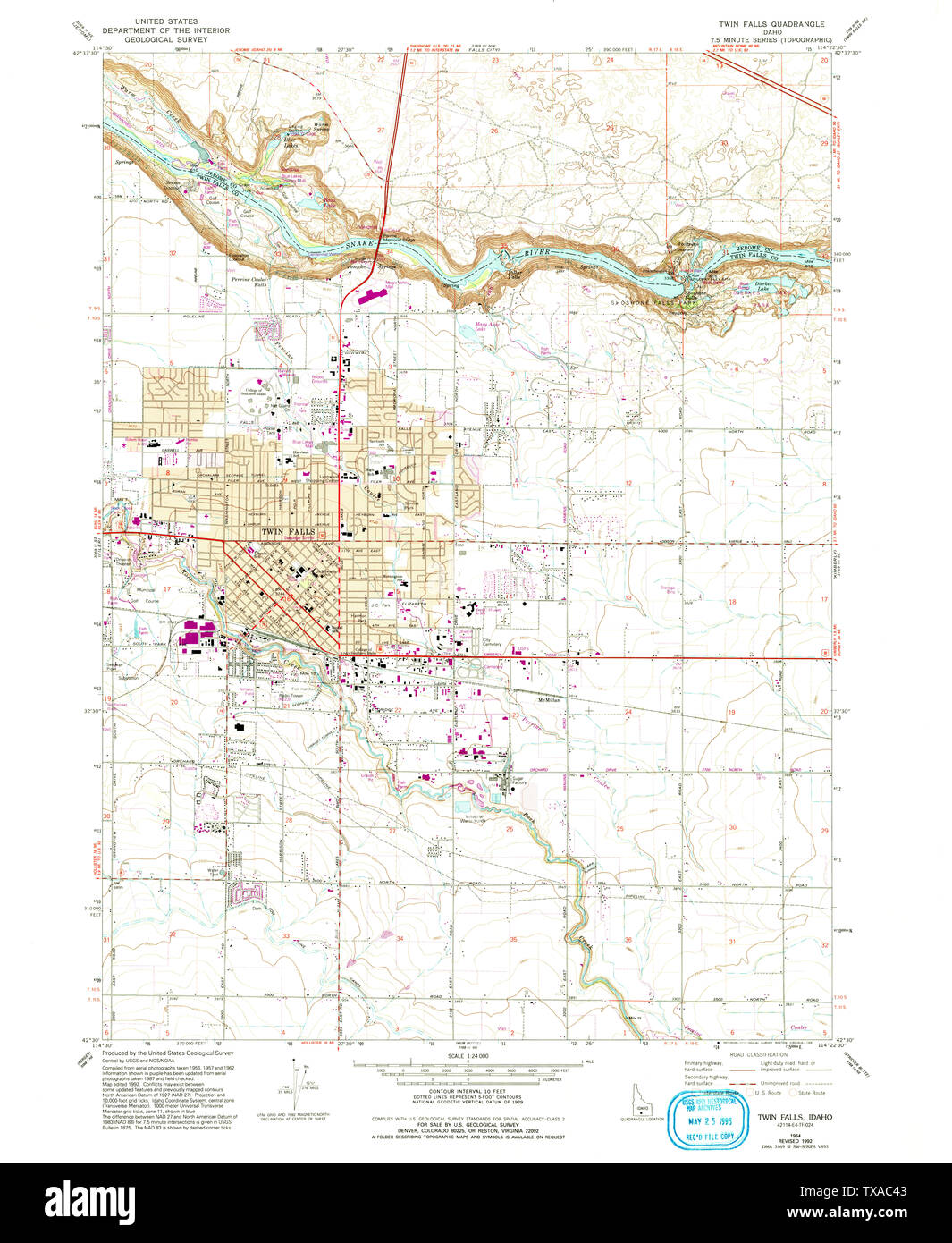USGS TOPO Map ID Idaho Twin Falls 238585 1964 24000 Restauro Foto Stock