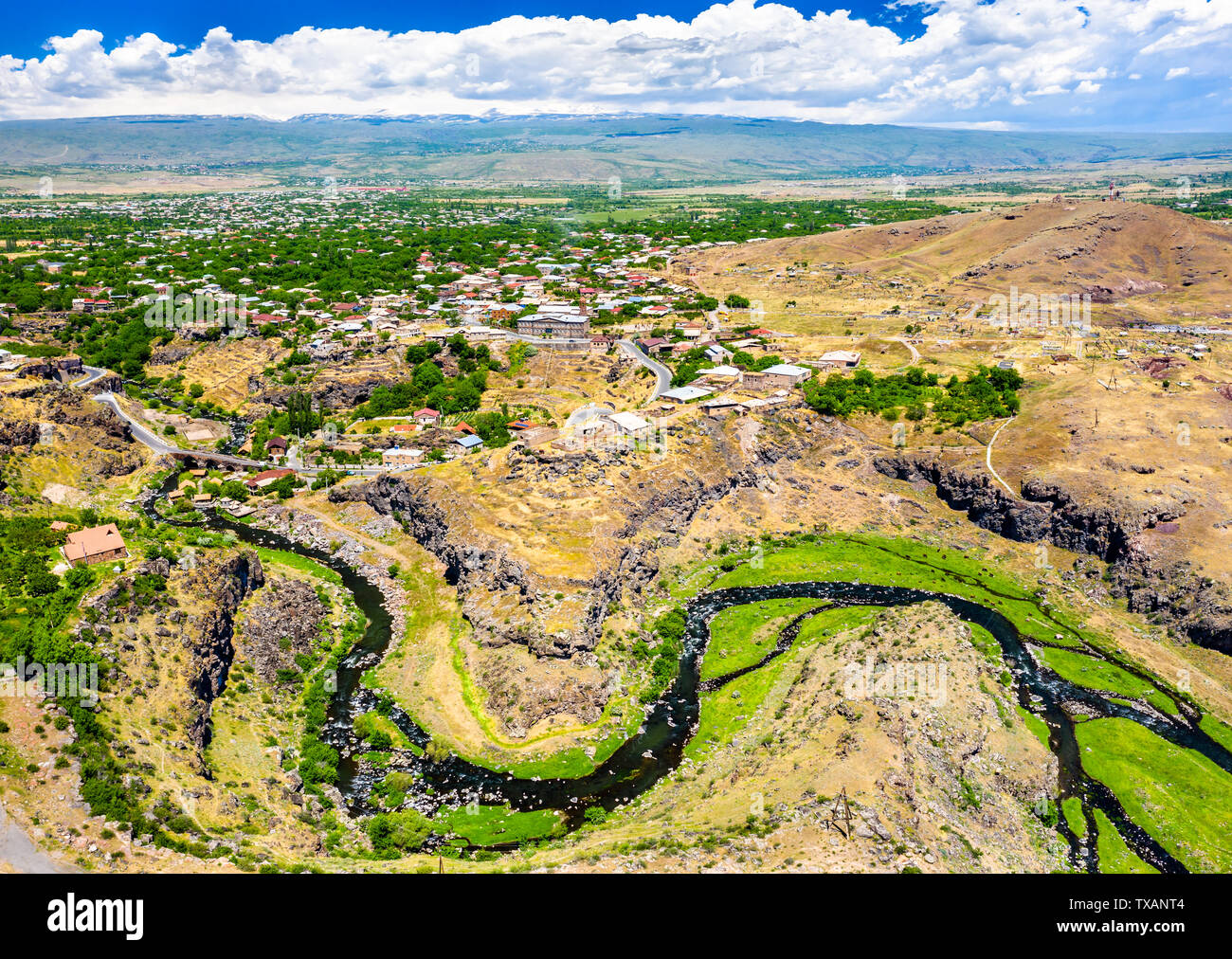 Kasagh river canyon a Oshakan in Armenia Foto Stock