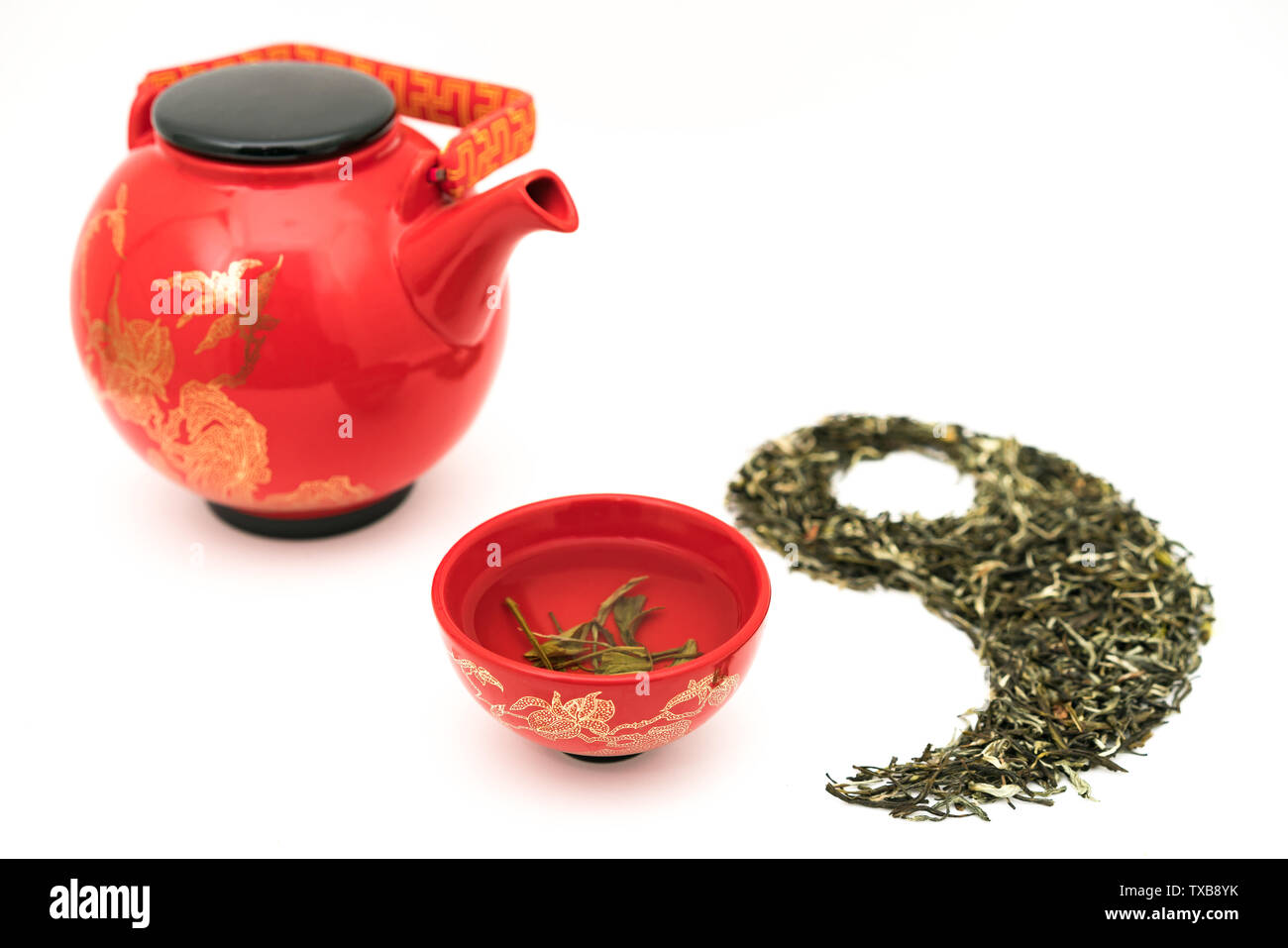 Longjing set per il tè in Tai Chi figura Foto Stock