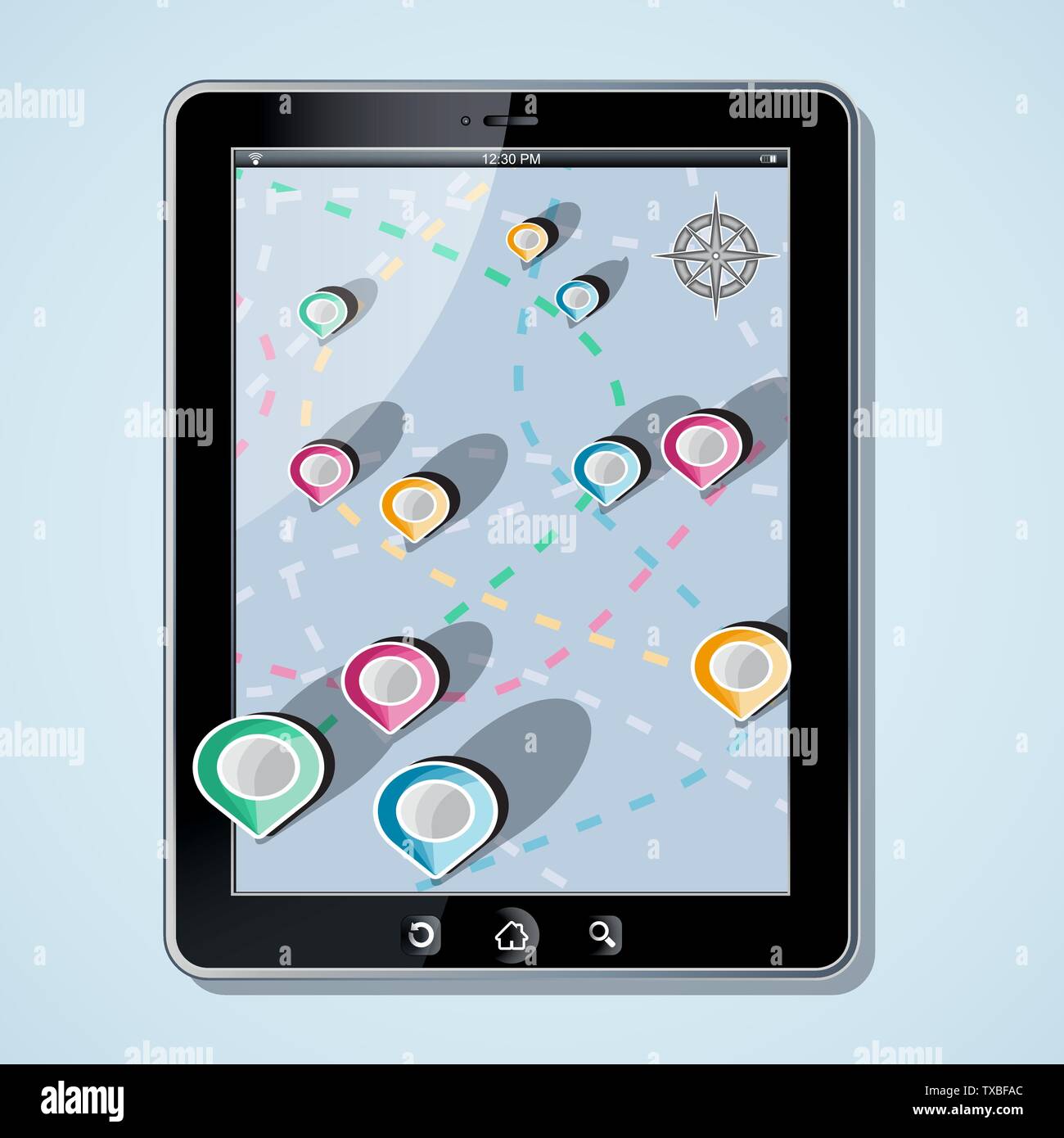 App di navigazione nella moderna schermo piatto gadget Illustrazione Vettoriale