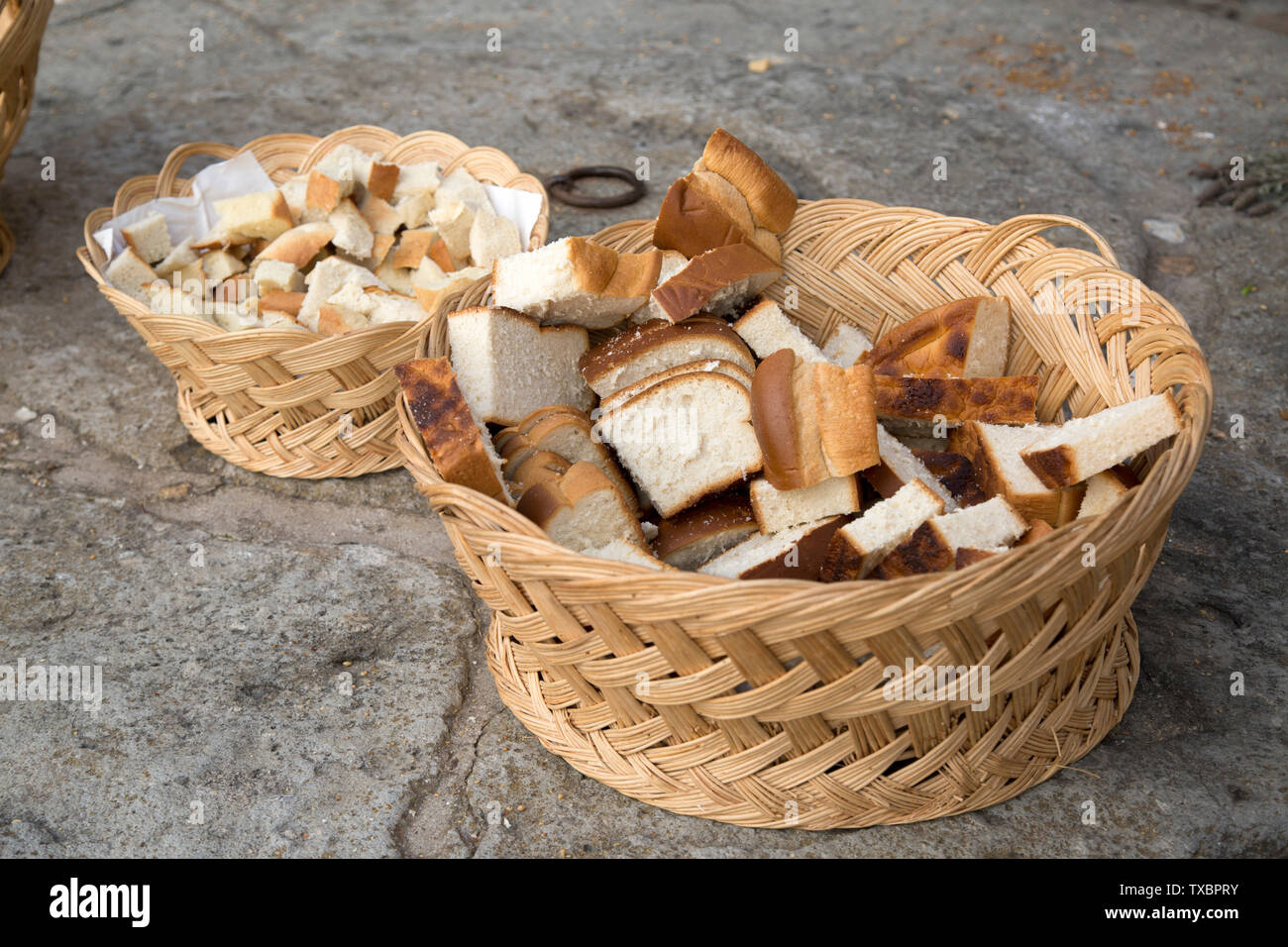 Pane fatto dai monaci per la condivisione del monastero di San Giovanni Evangelista a Patmos isola in Grecia. Foto Stock
