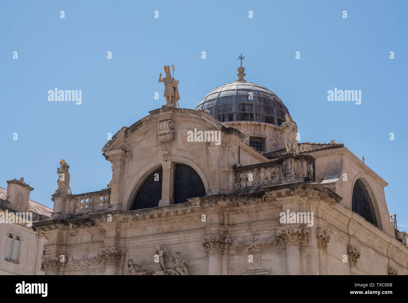 Dettagli del tetto di San Biagio Chiesa nel paese vecchio di Dubrovnik Foto Stock