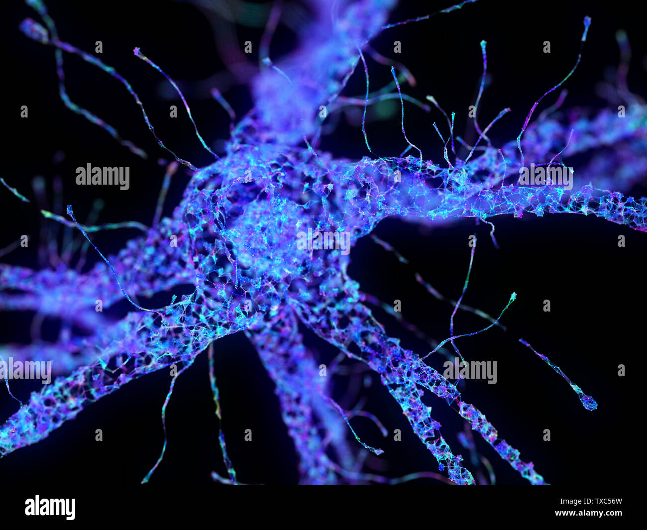 3d reso illustrazione di un plesso astratta delle cellule nervose Foto Stock