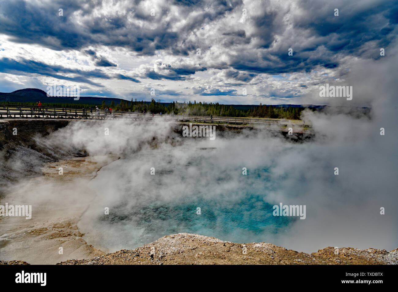 Grand Prismatic Spring come visto dal lungomare Foto Stock