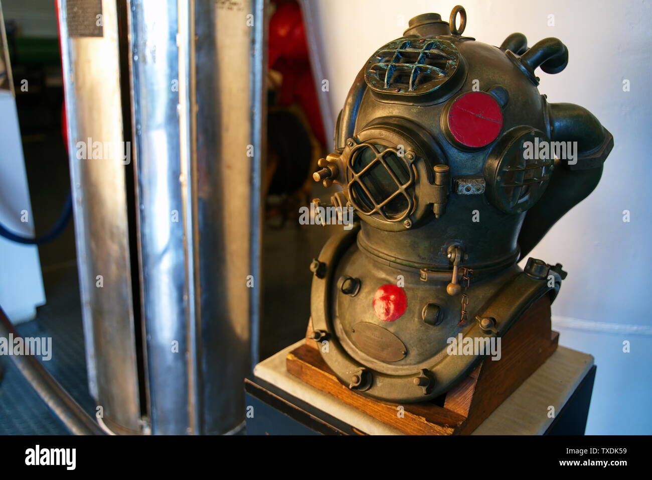 Submarine Force Museum, Groton CT USA, Giu 2019. Interno con foto, mostre e repliche che conduce alla evoluzione della moderna attacco sottomarino. Foto Stock