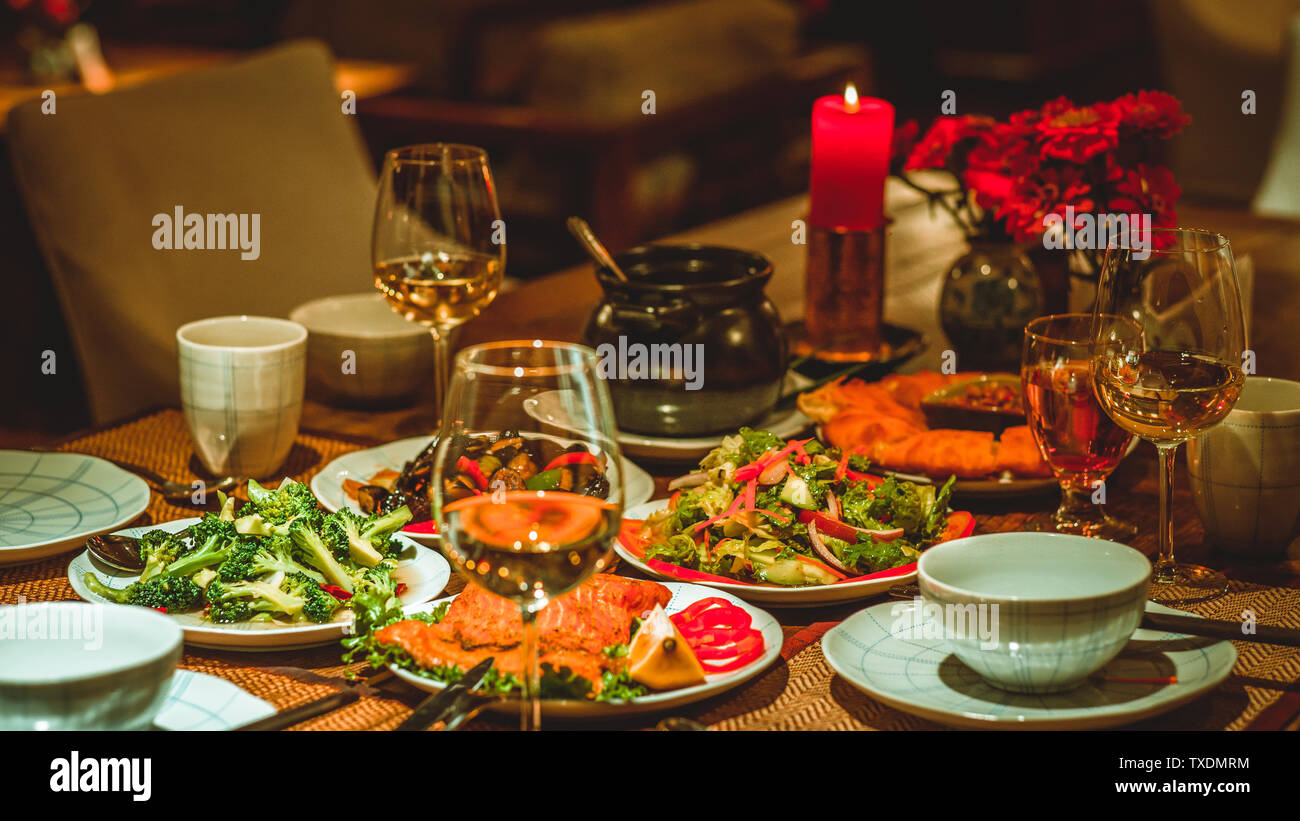 Cena a lume di candela Foto Stock