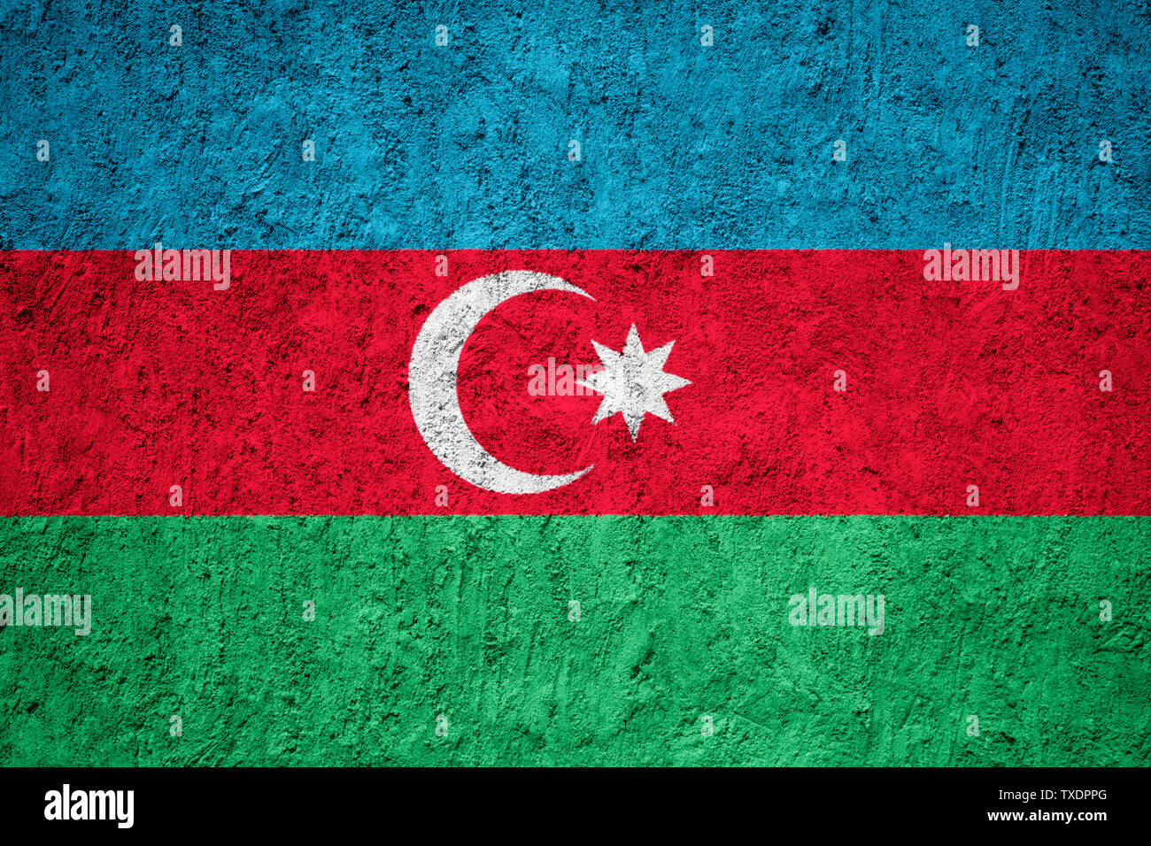 Azerbaigian bandiera dipinta sul incrinato grunge muro di cemento Foto Stock