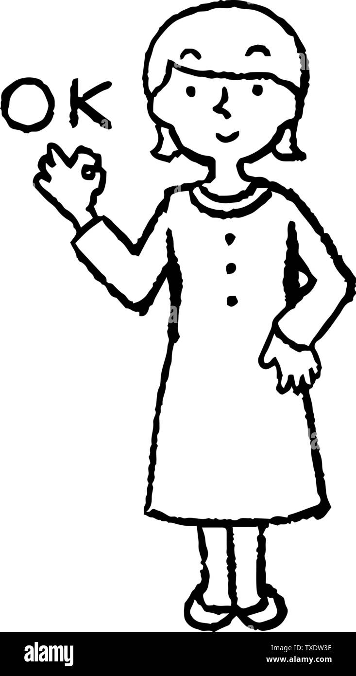 Questo è illustrazione di una donna che indossa un vestito viola e la faccia di posa set. Illustrazione Vettoriale