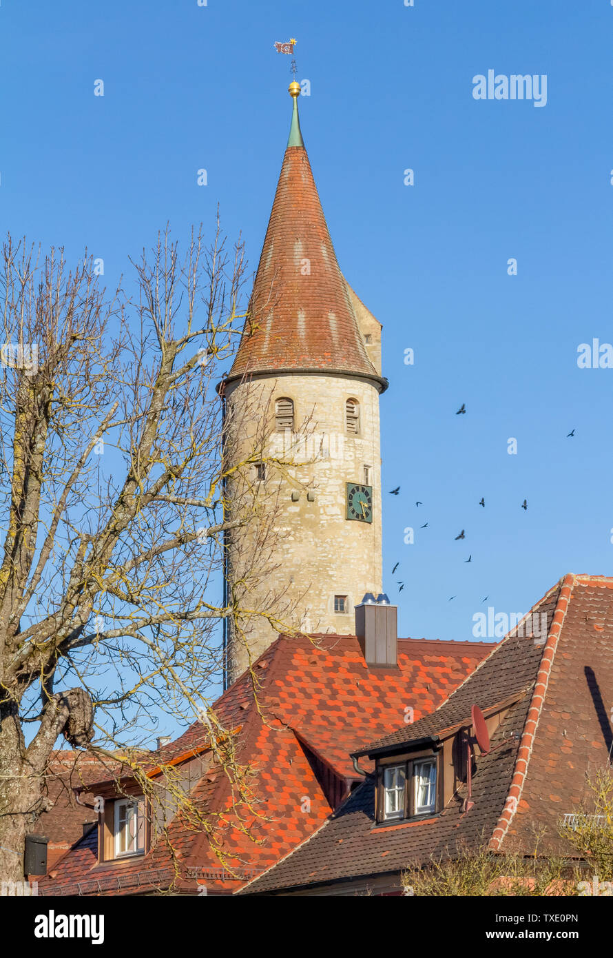 Impressione di Kirchberg an der Jagst, una città nel sud della Germania Foto Stock