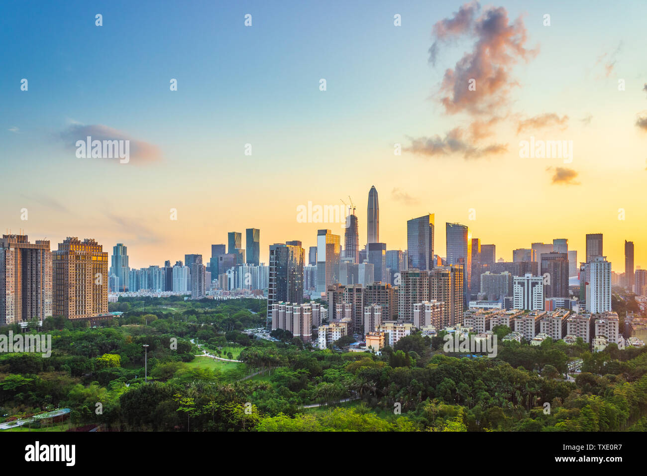 Shenzhen City Center City Skyline di paesaggio Foto Stock