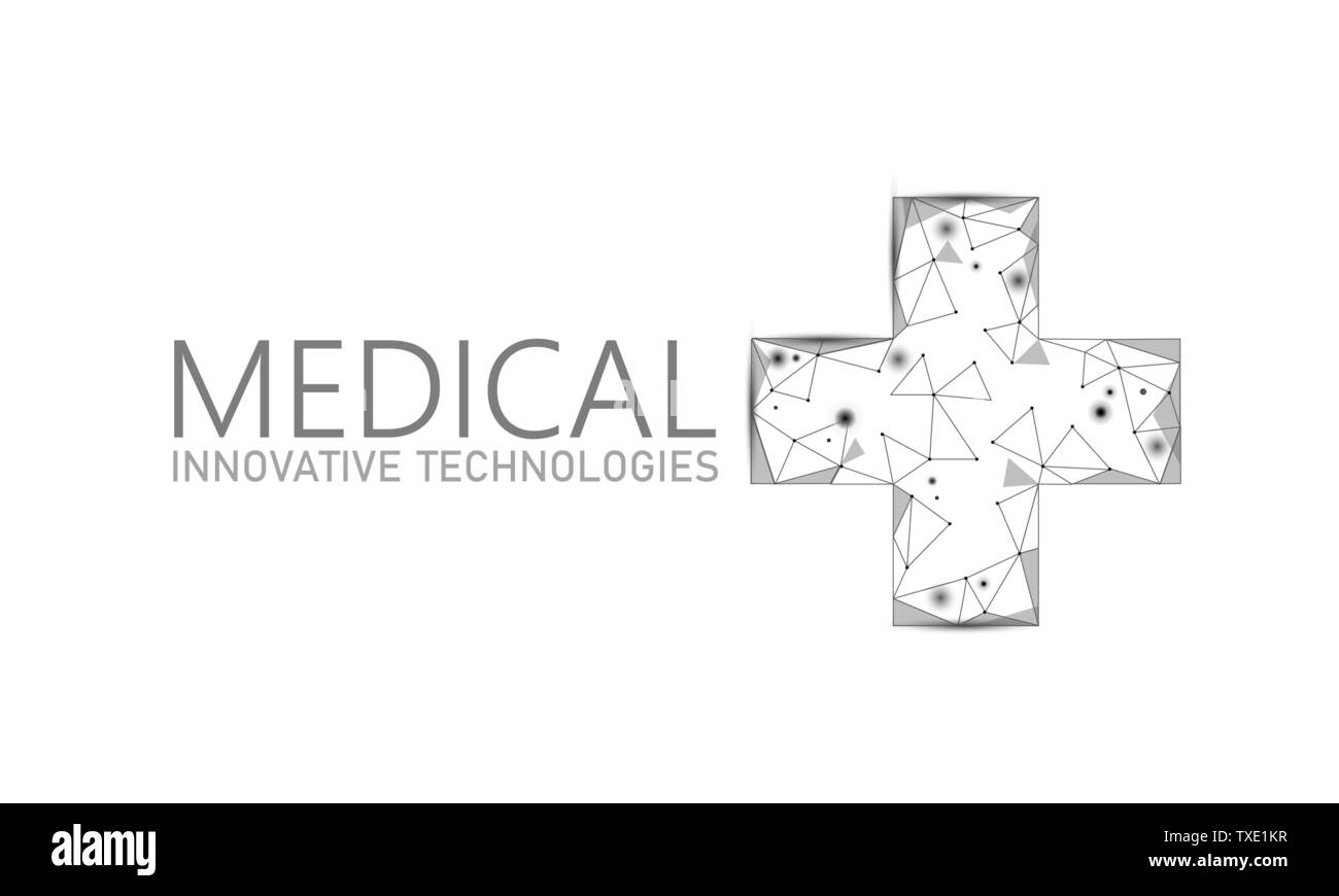 Croce medico medico simbolo on-line concept. Consultazione medica app. Web diagnosi sanitario moderno geometrico della rete ospedaliera banner. Chiamare Illustrazione Vettoriale