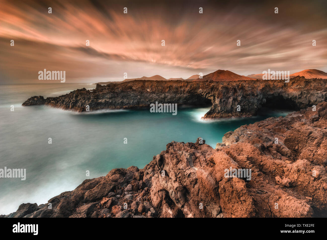 Spagna Isole Canarie - Lanzatote costa di rocce laviche Foto Stock