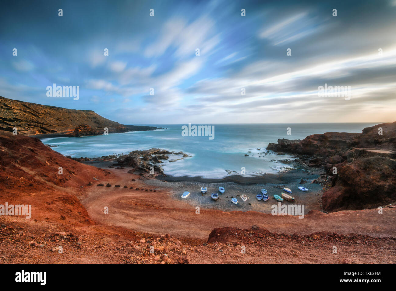 Spagna Isole Canarie - Lanzarote - La spiaggia nera di El Golfo Foto Stock