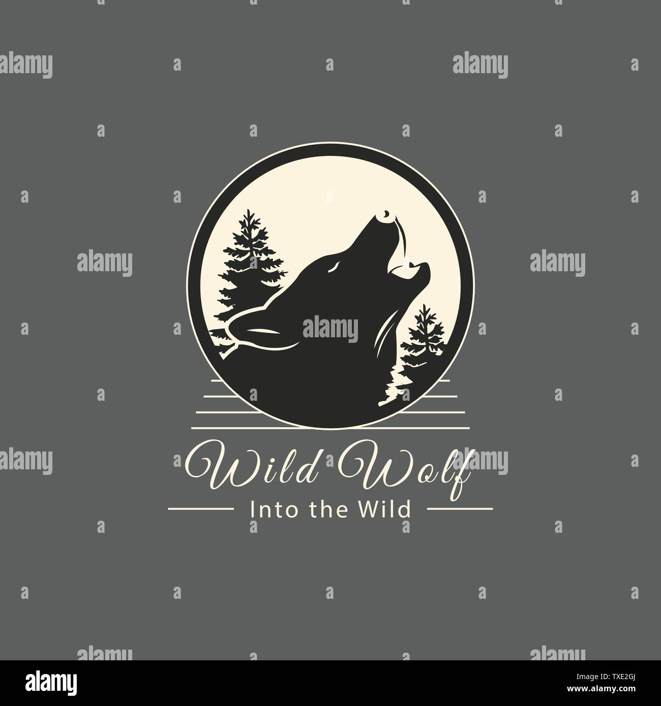 La Wild Wolf Logo design Illustrazione Vettoriale
